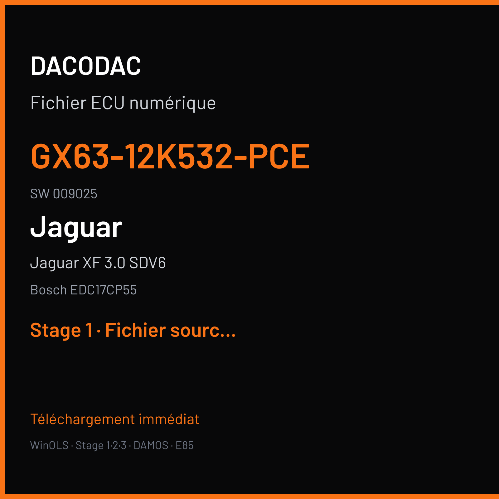 Jaguar XF 3.0 SDV6 (2015) — Bosch EDC17CP55 — GX63-12K532-PCE · 009025 — Stage 1