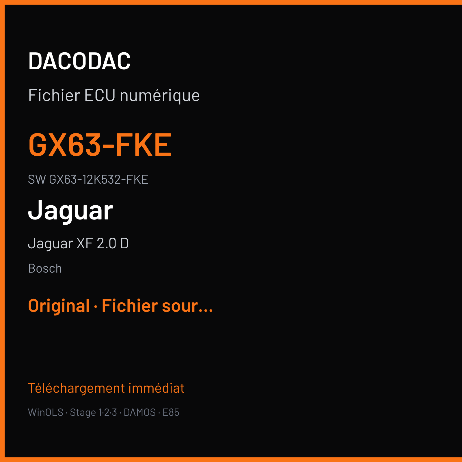 Jaguar XF 2.0 D 163 ch (2016) — Bosch — GX63-FKE · GX63-12K532-FKE · 023620 MEDC17.9 — Original