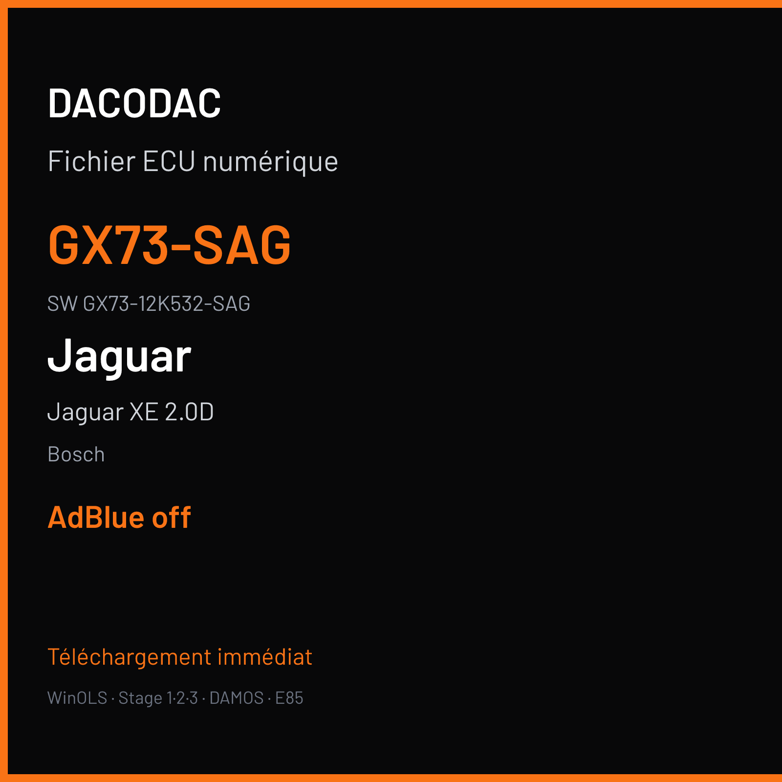 Jaguar XE 2.0D 180 ch (2017) — Bosch — GX73-SAG · GX73-12K532-SAG · 030486 MEDC17 9 — ADBLUE off