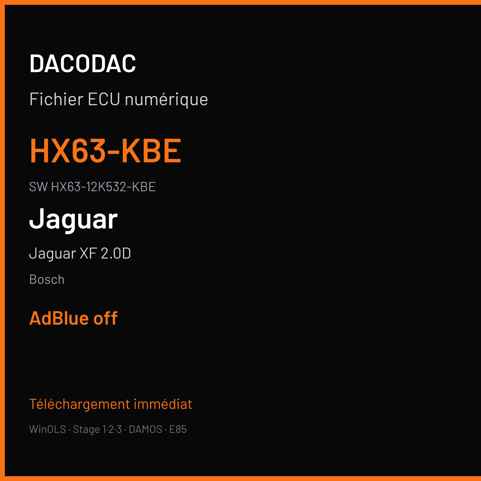 Jaguar XF 2.0D 180 ch (2018) — Bosch — HX63-KBE · HX63-12K532-KBE · 023725 MEDC17 9 — ADBLUE off