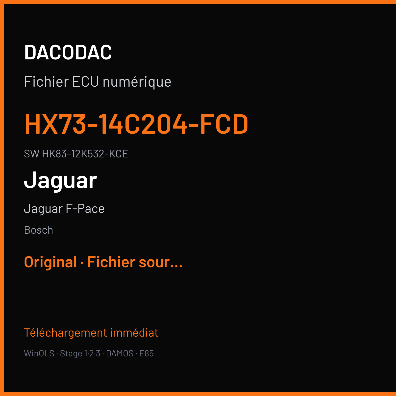 Jaguar F-Pace 180 ch — Bosch — HX73-14C204-FCD · HK83-12K532-KCE · 023732 MEDC17.9 — Original