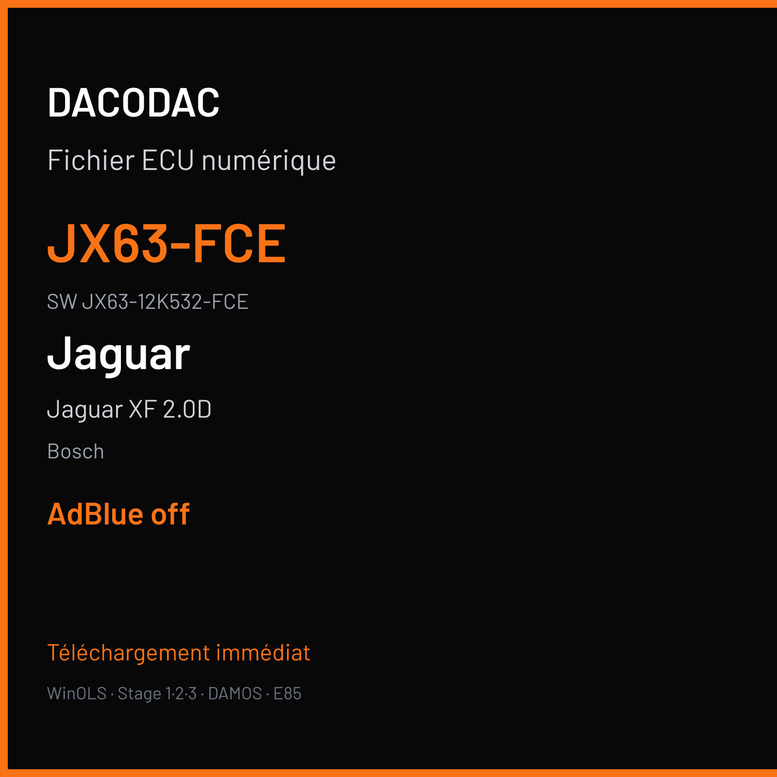 Jaguar XF 2.0D 180 ch (2019) — Bosch — JX63-FCE · JX63-12K532-FCE · 043530 MEDC17.9 — ADBLUE off
