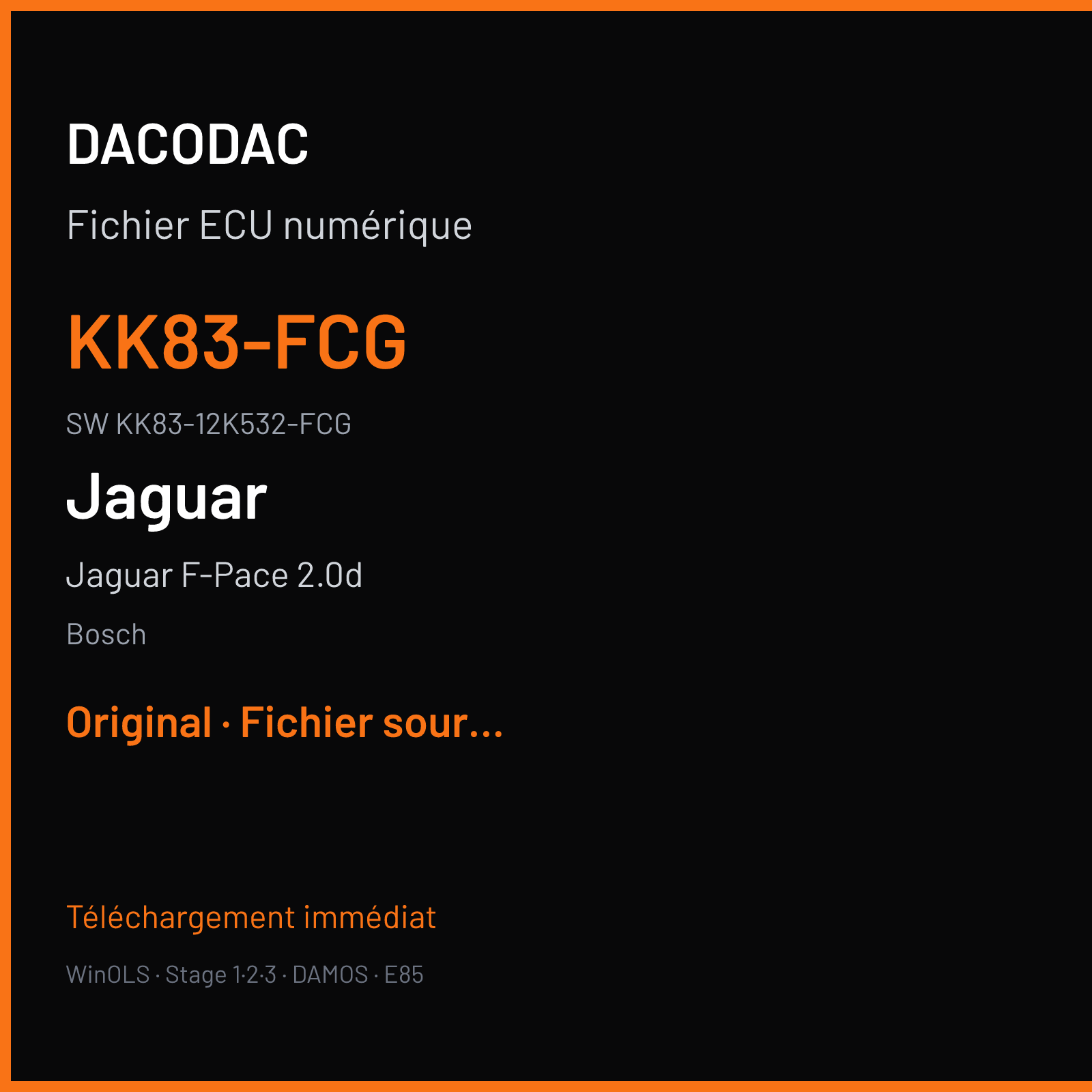 Jaguar F-Pace 2.0d 180 ch (2016) — Bosch — KK83-FCG · KK83-12K532-FCG · 060681 MEDC17 9 — Original