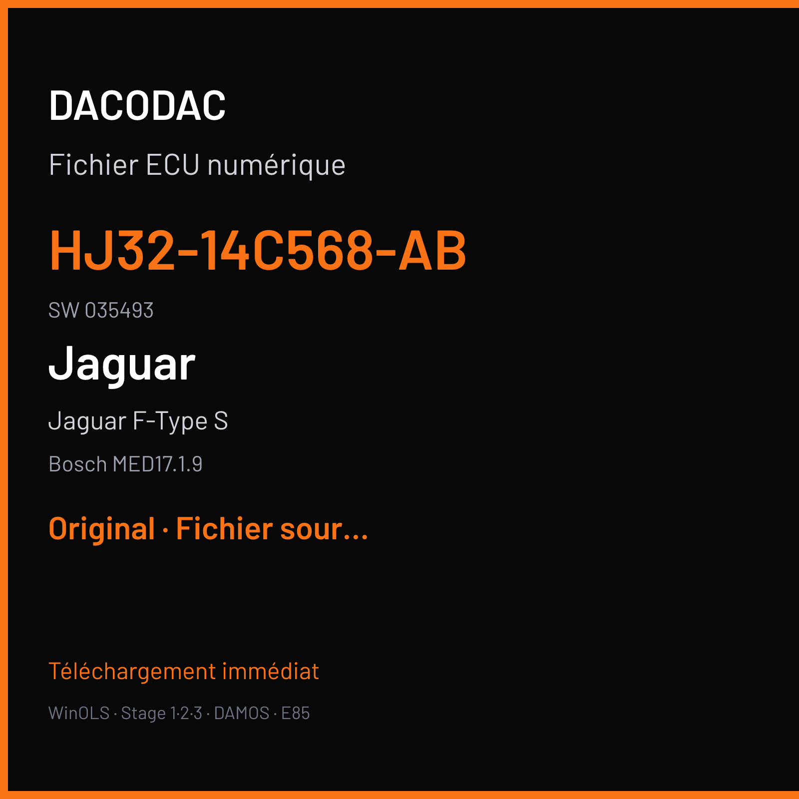 Jaguar F-Type S (2018) — Bosch MED17.1.9 — HJ32-14C568-AB · 035493 — Original