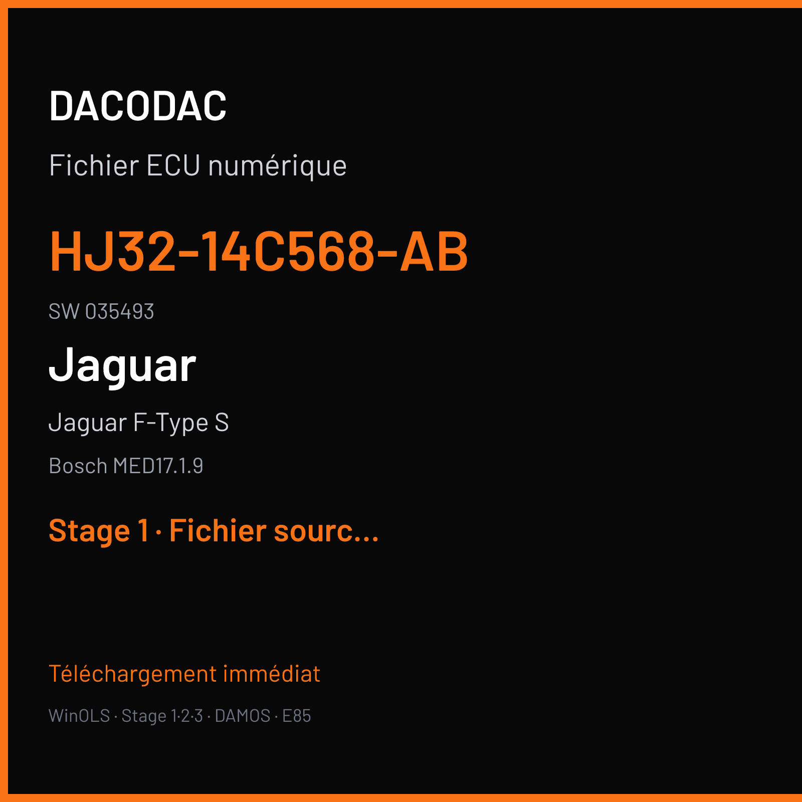 Jaguar F-Type S (2018) — Bosch MED17.1.9 — HJ32-14C568-AB · 035493 — Stage 1