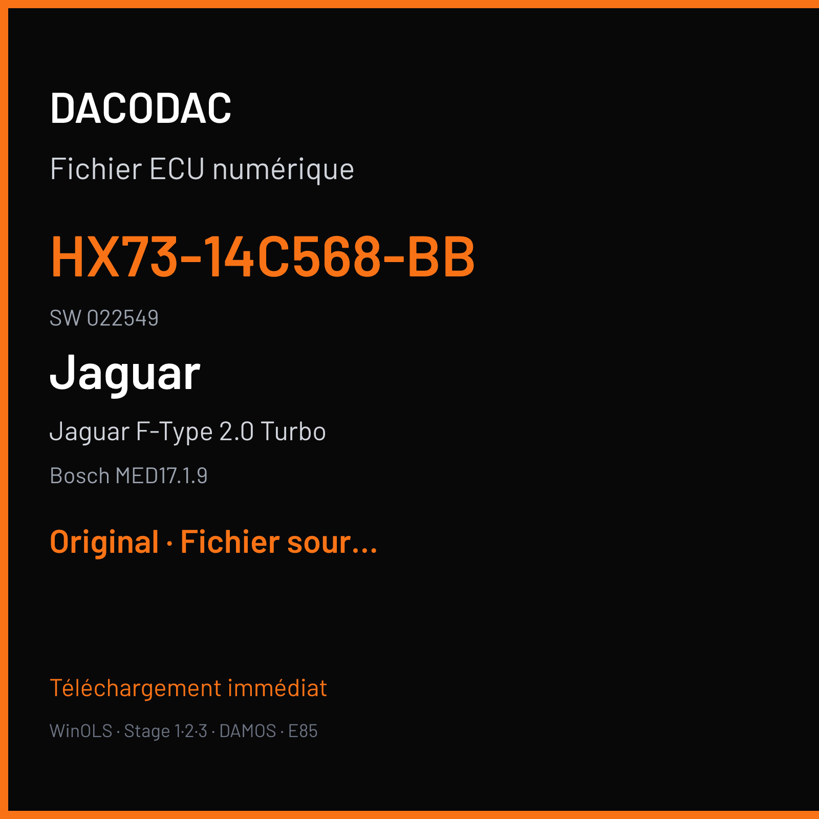 Jaguar F-Type 2.0 Turbo (2017) — Bosch MED17.1.9 — HX73-14C568-BB · 022549 — Original