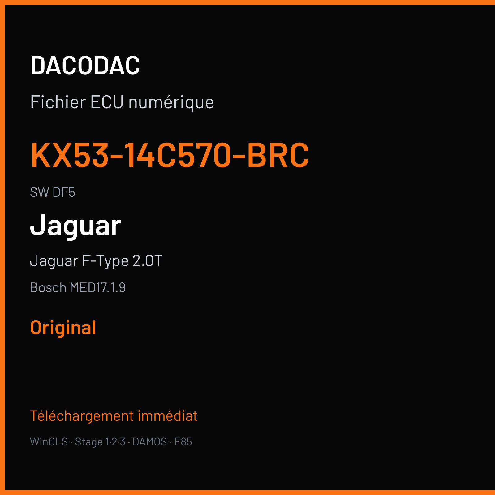 Jaguar F-Type 2.0T 300 ch (2019) — Bosch MED17.1.9 — KX53-14C570-BRC · DF5 · HJ32-14C568-AB 038631 — Original