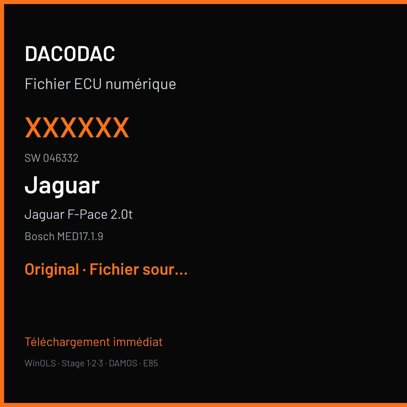 Jaguar F-Pace 2.0t (2017) — Bosch MED17.1.9 — xxxxxx · 046332 — Original