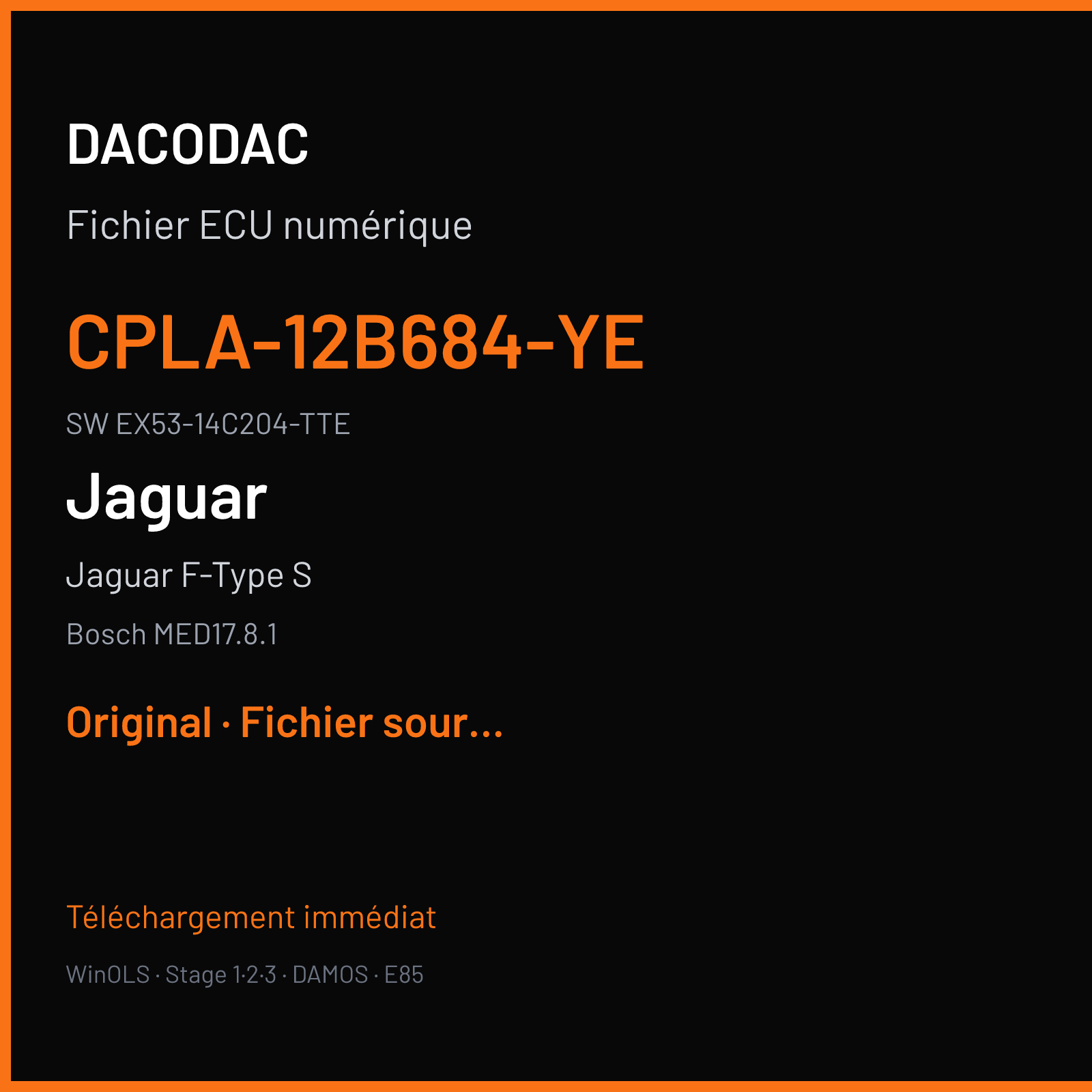 Jaguar F-Type S (2013) — Bosch MED17.8.1 — CPLA-12B684-YE · EX53-14C204-TTE — Original