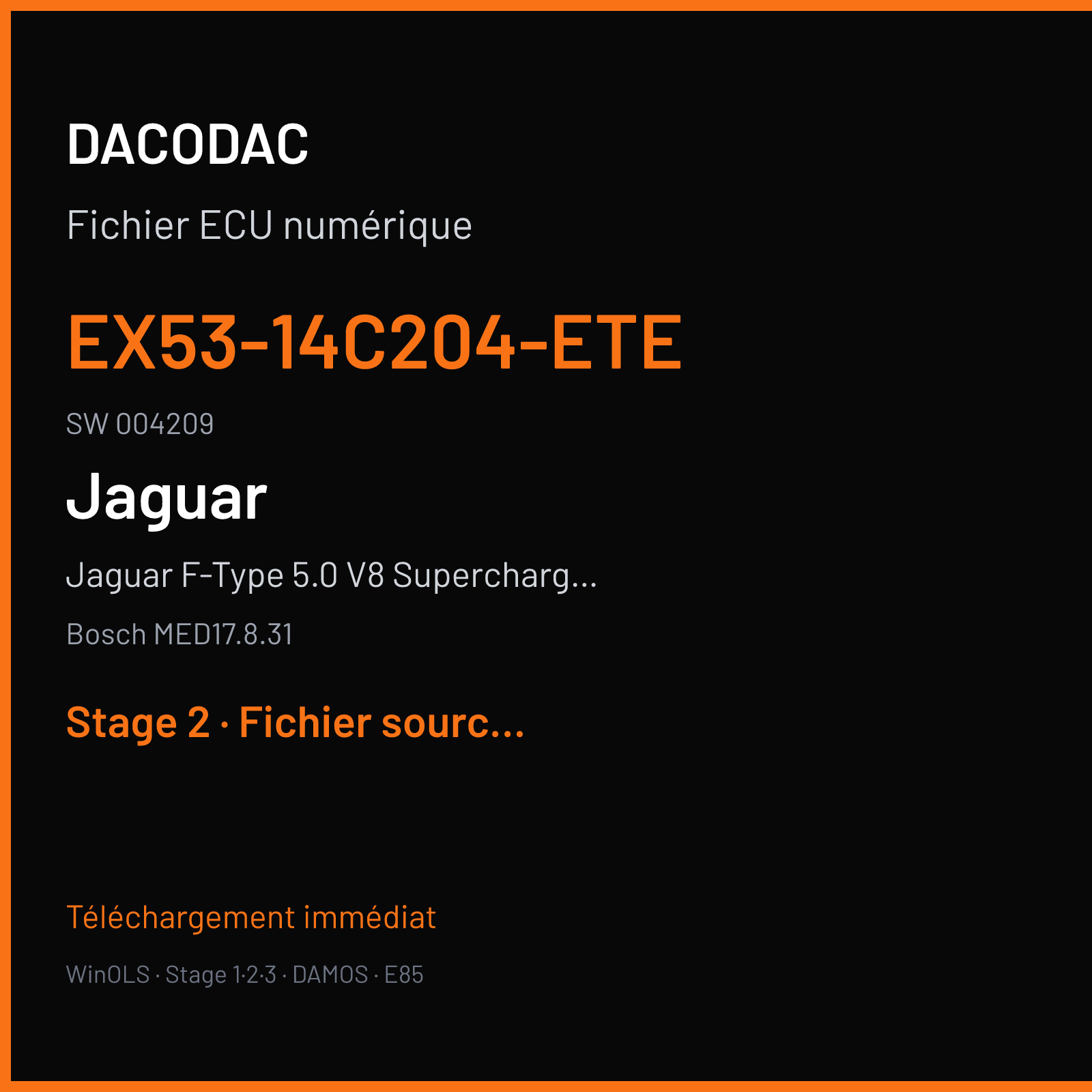 Jaguar F-Type 5.0 V8 Supercharger (2014) — Bosch MED17.8.31 — EX53-14C204-ETE · 004209 — Stage 2
