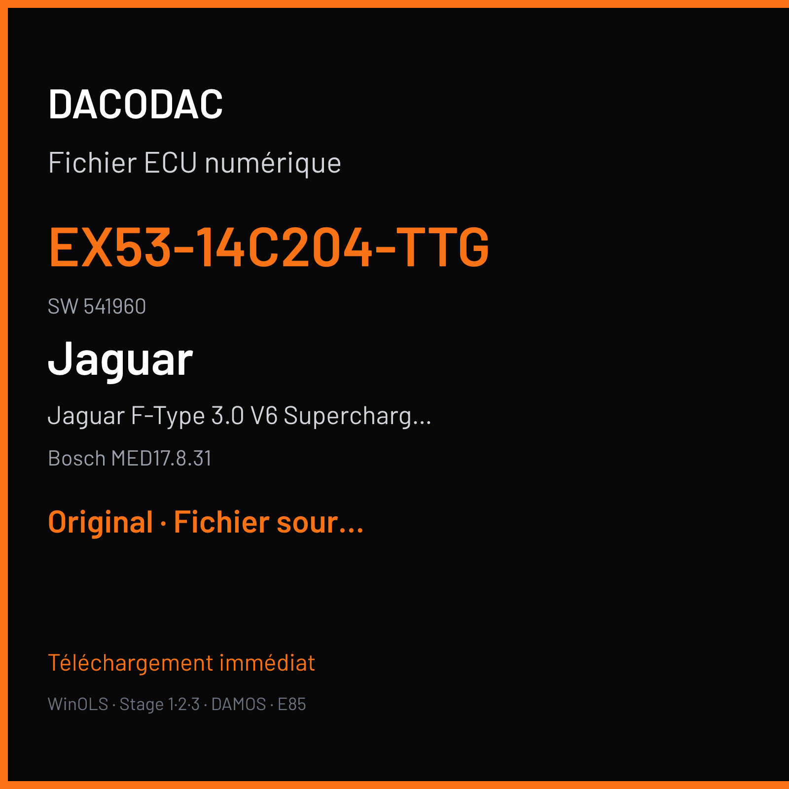 Jaguar F-Type 3.0 V6 Supercharger (2014) — Bosch MED17.8.31 — EX53-14C204-TTG · 541960 — Original
