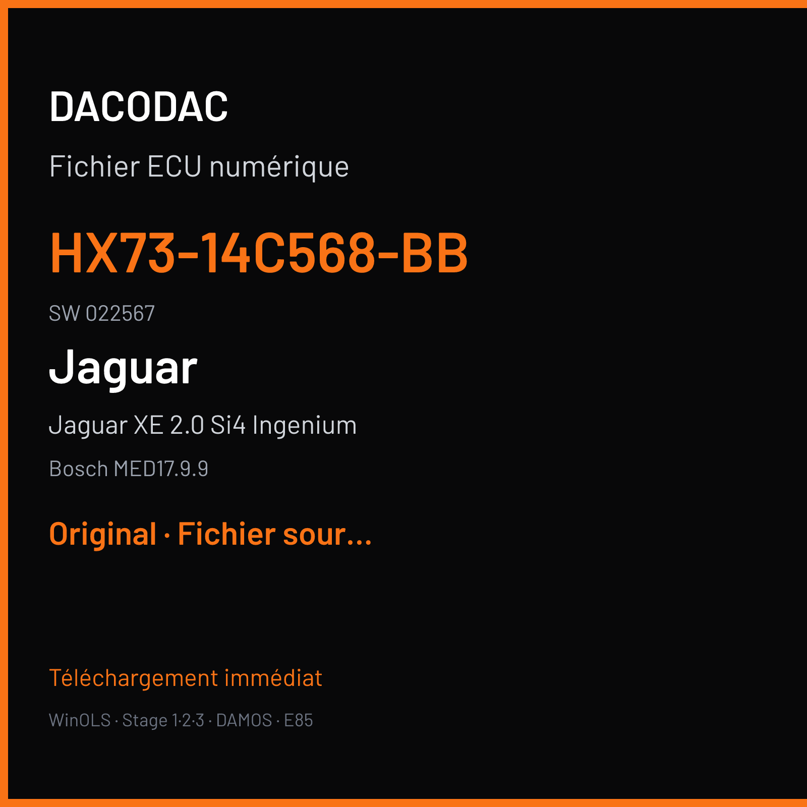 Jaguar XE 2.0 Si4 Ingenium (2017) — Bosch MED17.9.9 — HX73-14C568-BB · 022567 — Original