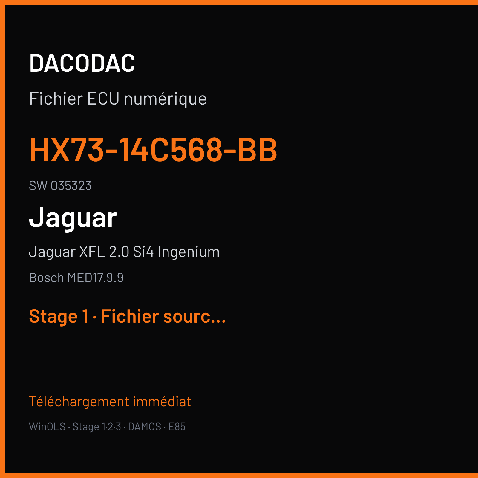 Jaguar XFL 2.0 Si4 Ingenium (2018) — Bosch MED17.9.9 — HX73-14C568-BB · 035323 — Stage 1