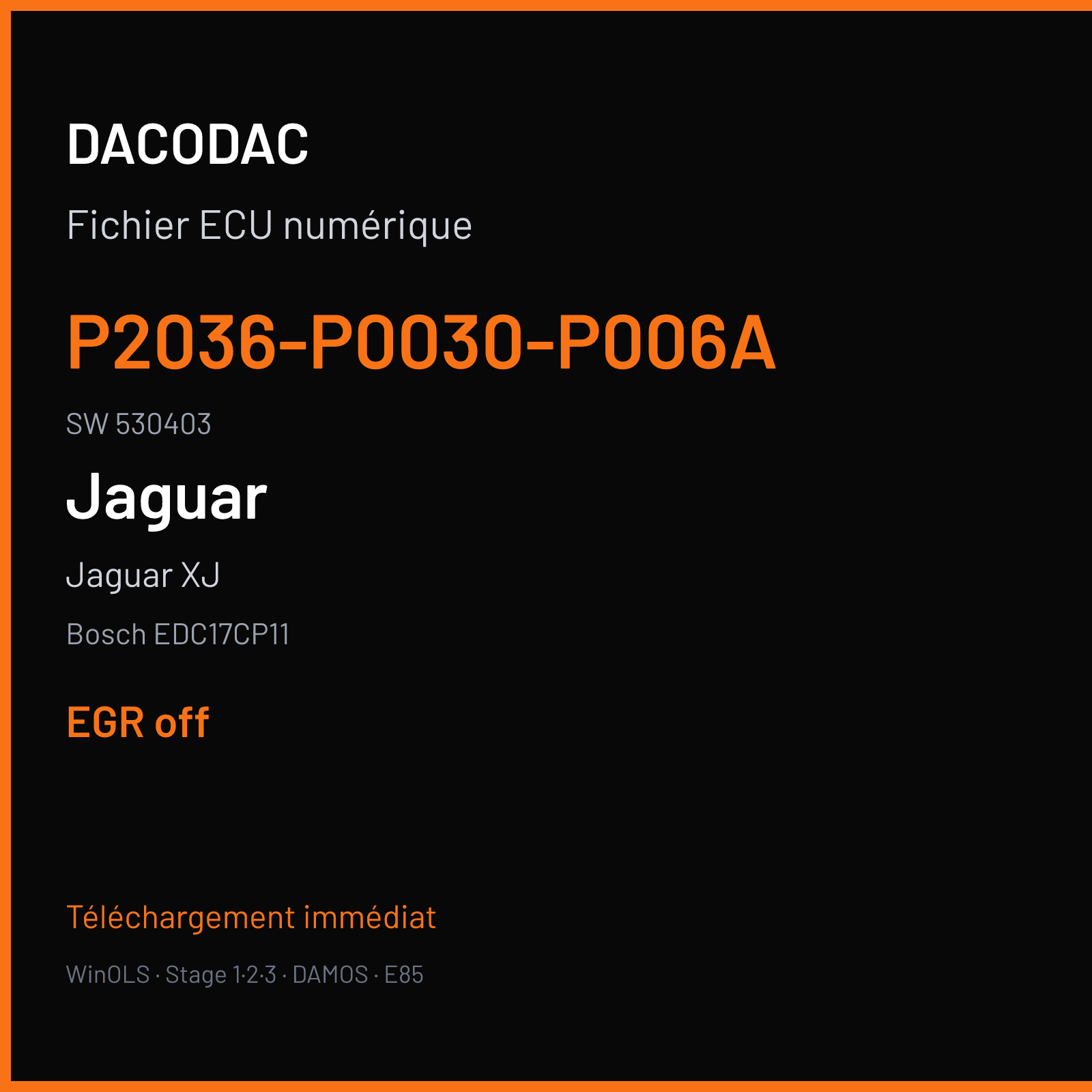 Jaguar XJ — Bosch EDC17CP11 — P2036-P0030-P006A · 530403 — EGR off