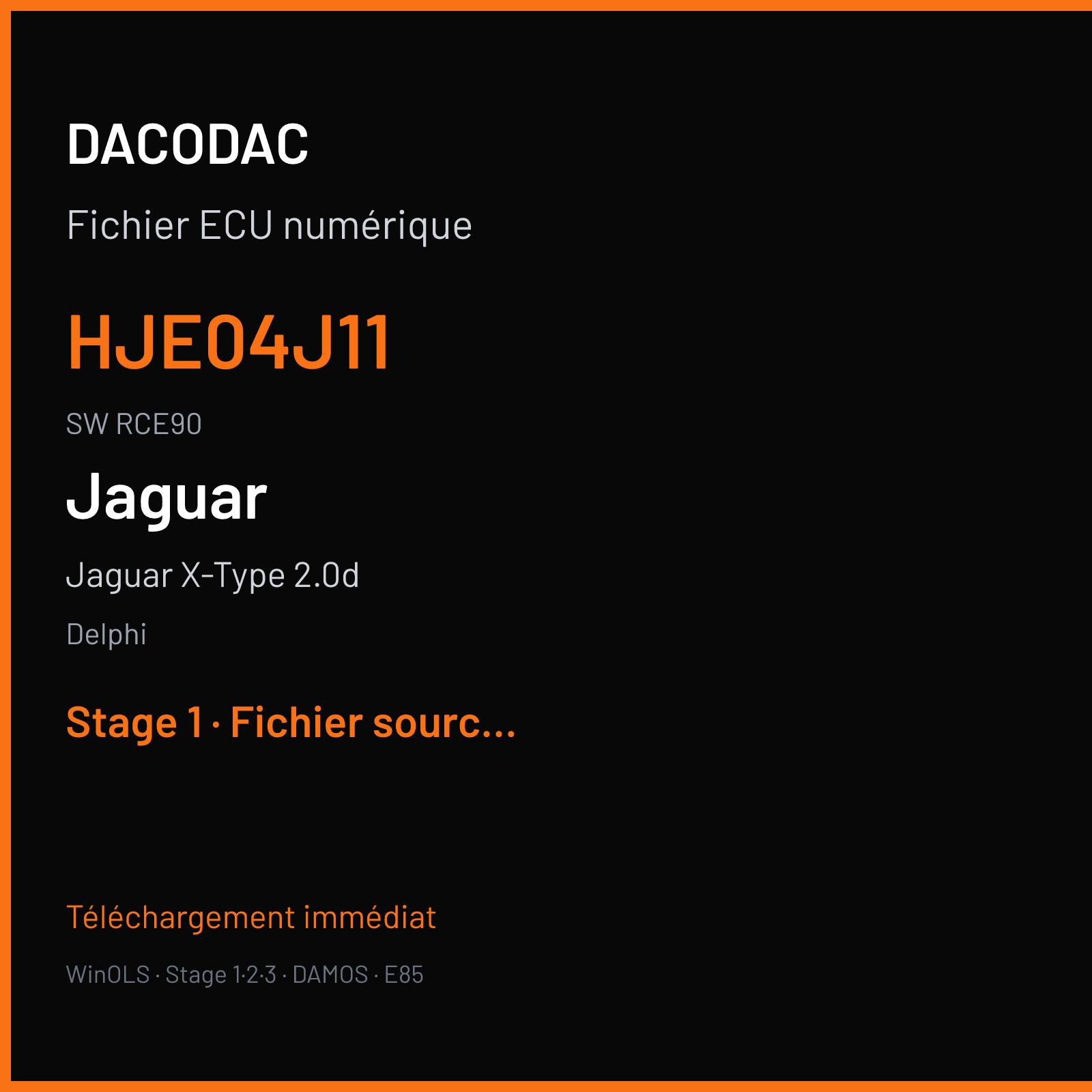 Jaguar X-Type 2.0d 130 ch (2006) — Delphi — HJE04J11 · RCE90 · HJE04J11 RCE90 PROD MPC555 — Stage 1