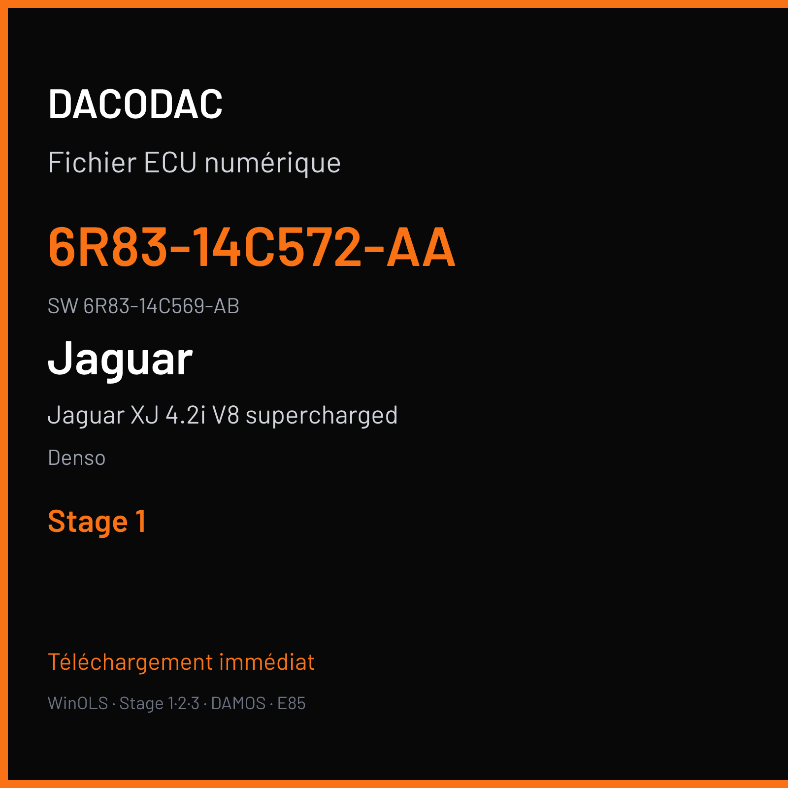 Jaguar XJ 4.2i V8 supercharged 400 ch — Denso — 6R83-14C572-AA · 6R83-14C569-AB · 9W93-14C570-AAD 6R83-14C568-CA ZJ B8N42@@ @41 2120 Undefined — Stage 1