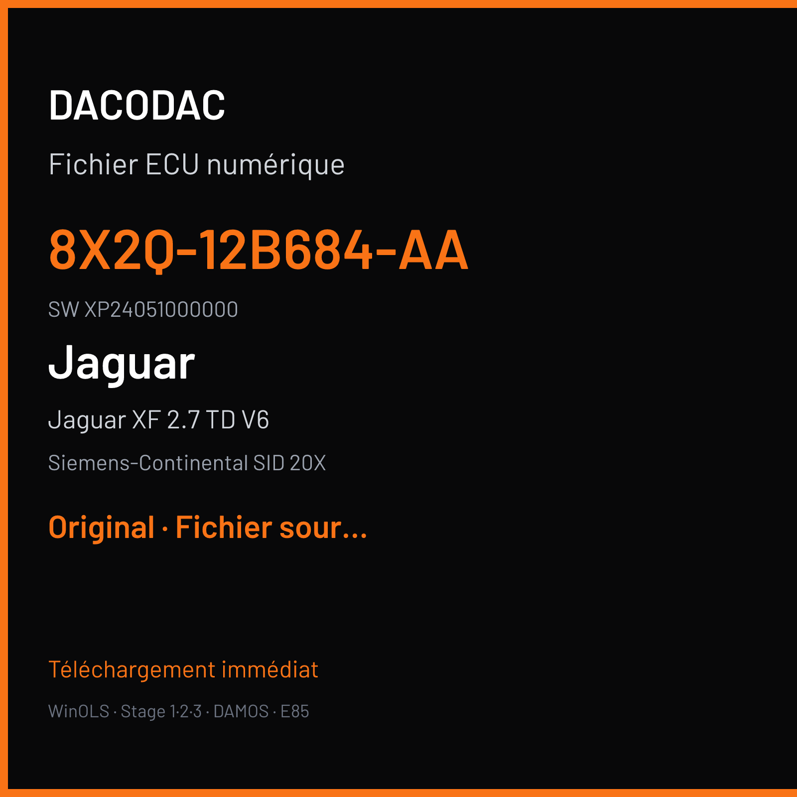 Jaguar XF 2.7 TD V6 (2007) — Siemens-Continental SID 20X — 8X2Q-12B684-AA · XP24051000000 — Original