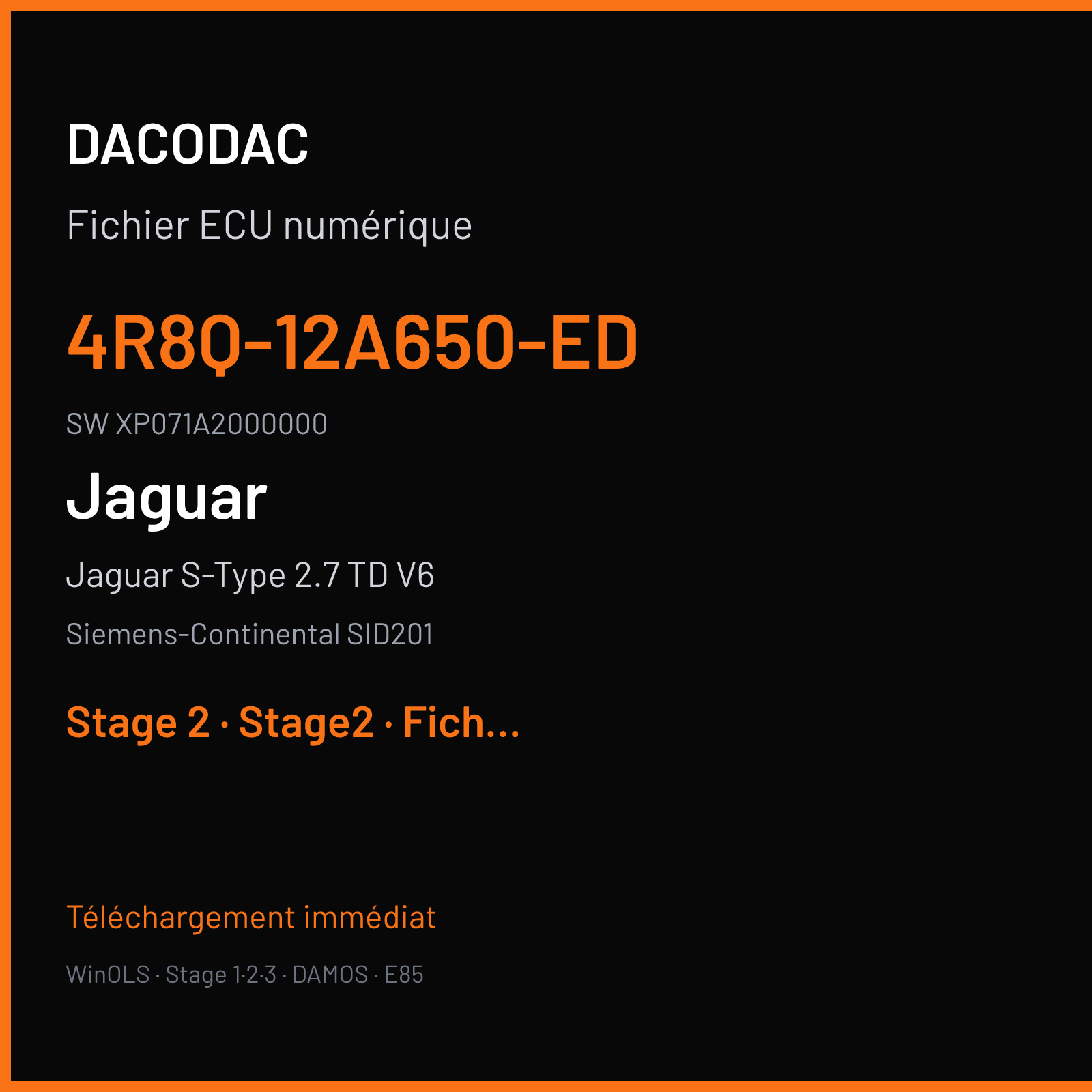 Jaguar S-Type 2.7 TD V6 (2006) — Siemens-Continental SID201 — 4R8Q-12A650-ED · XP071A2000000 — Stage 2