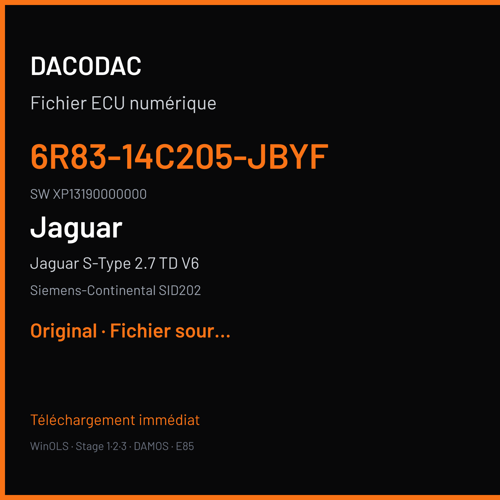 Jaguar S-Type 2.7 TD V6 (2005) — Siemens-Continental SID202 — 6R83-14C205-JBYF · XP13190000000 — Original