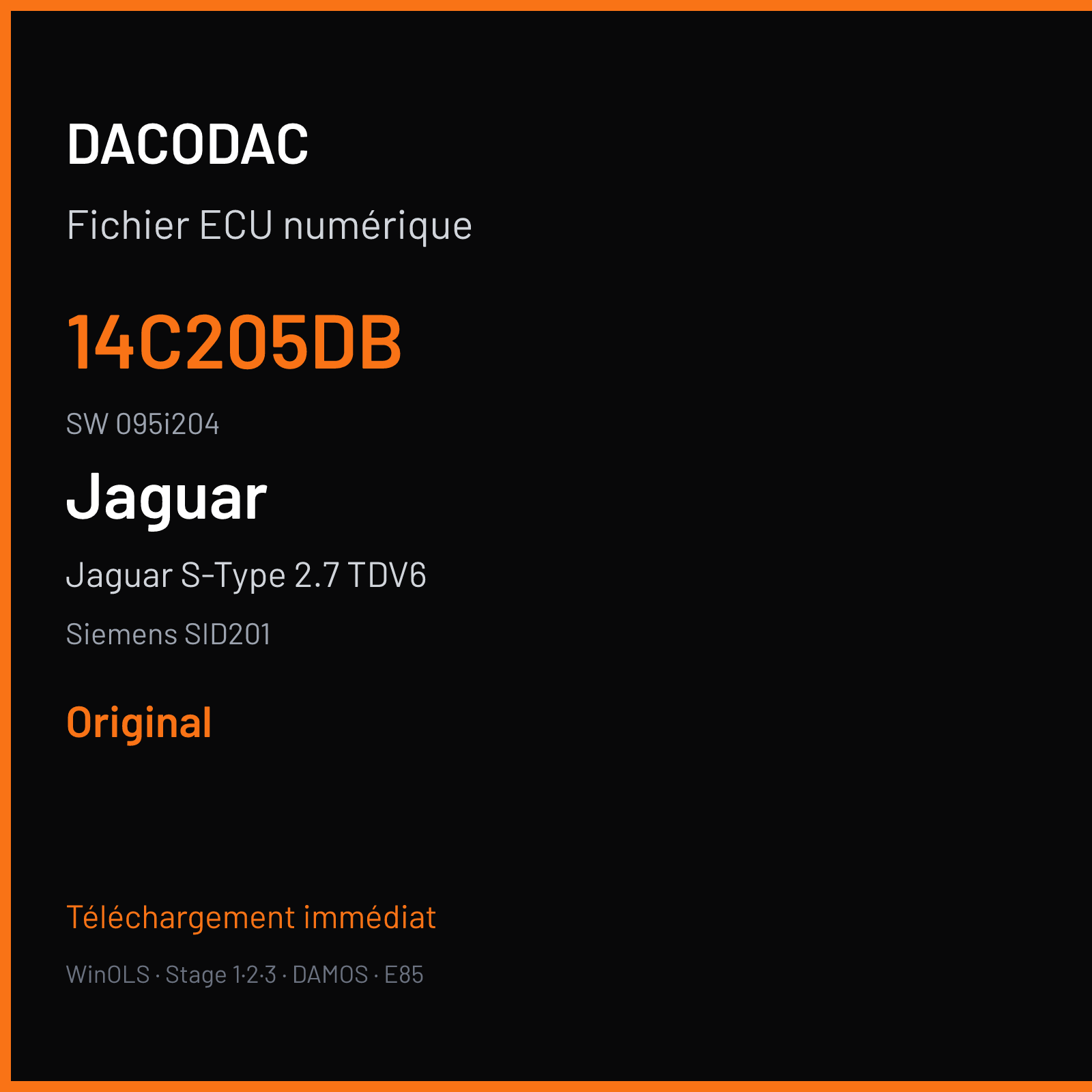 Jaguar S-Type 2.7 TDV6 207 ch (2004) — Siemens SID201 — 14C205DB · 095i204 · 4R8Q-12A650-ED XP07195000000 — Original
