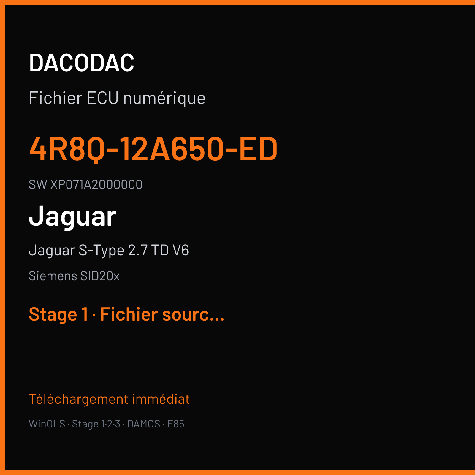 Jaguar S-Type 2.7 TD V6 (2005) — Siemens SID20x — 4R8Q-12A650-ED · XP071A2000000 — Stage 1