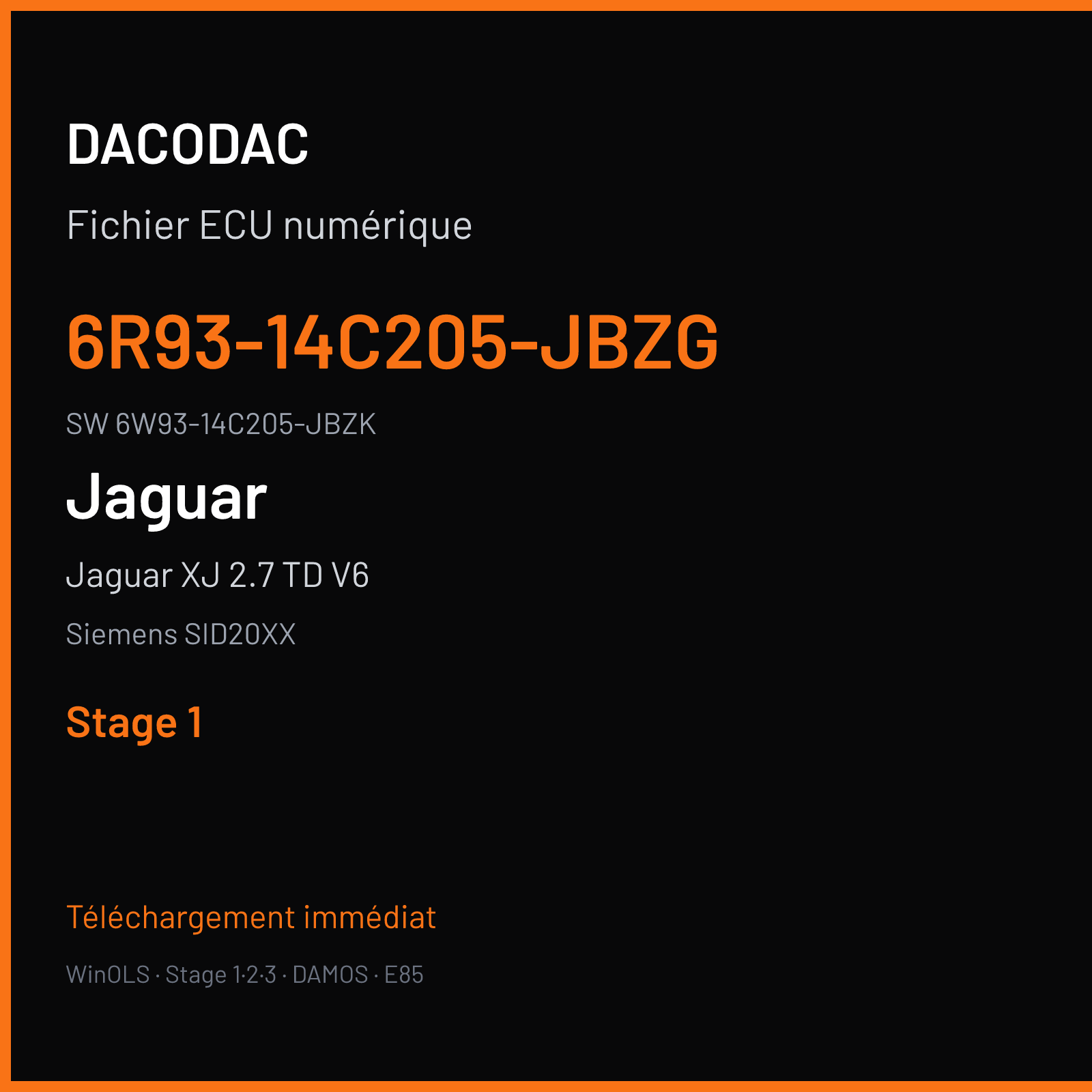 Jaguar XJ 2.7 TD V6 207 ch (2006) — Siemens SID20XX — 6R93-14C205-JBZG · 6W93-14C205-JBZK · XP13172.0000 — Stage 1