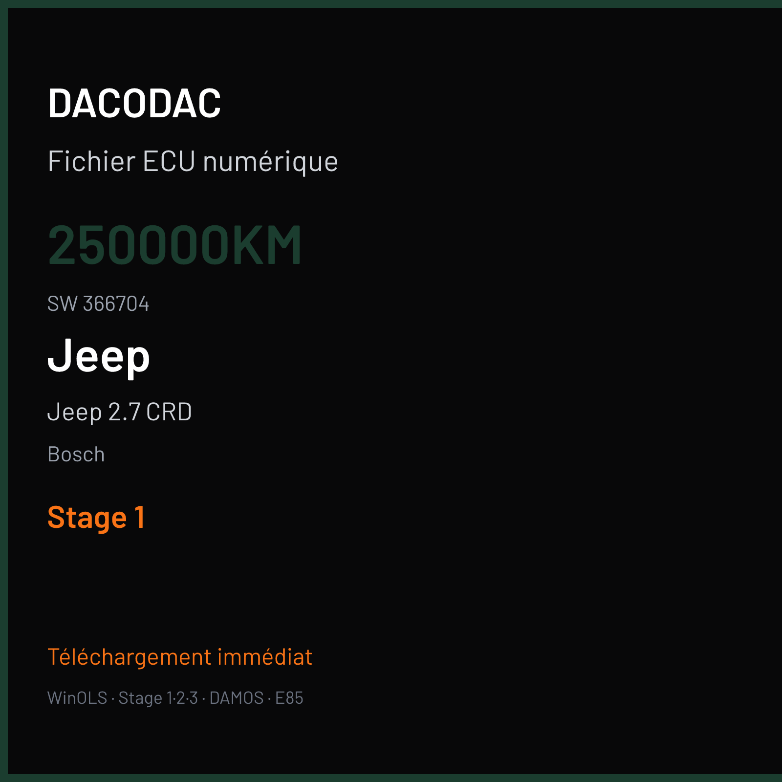 Jeep 2.7 CRD — Bosch — 250000KM · 366704 — Stage 1