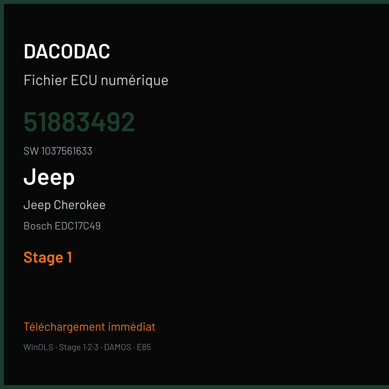 Jeep Cherokee (2016) — Bosch EDC17C49 — 51883492 · 1037561633 — Stage 1
