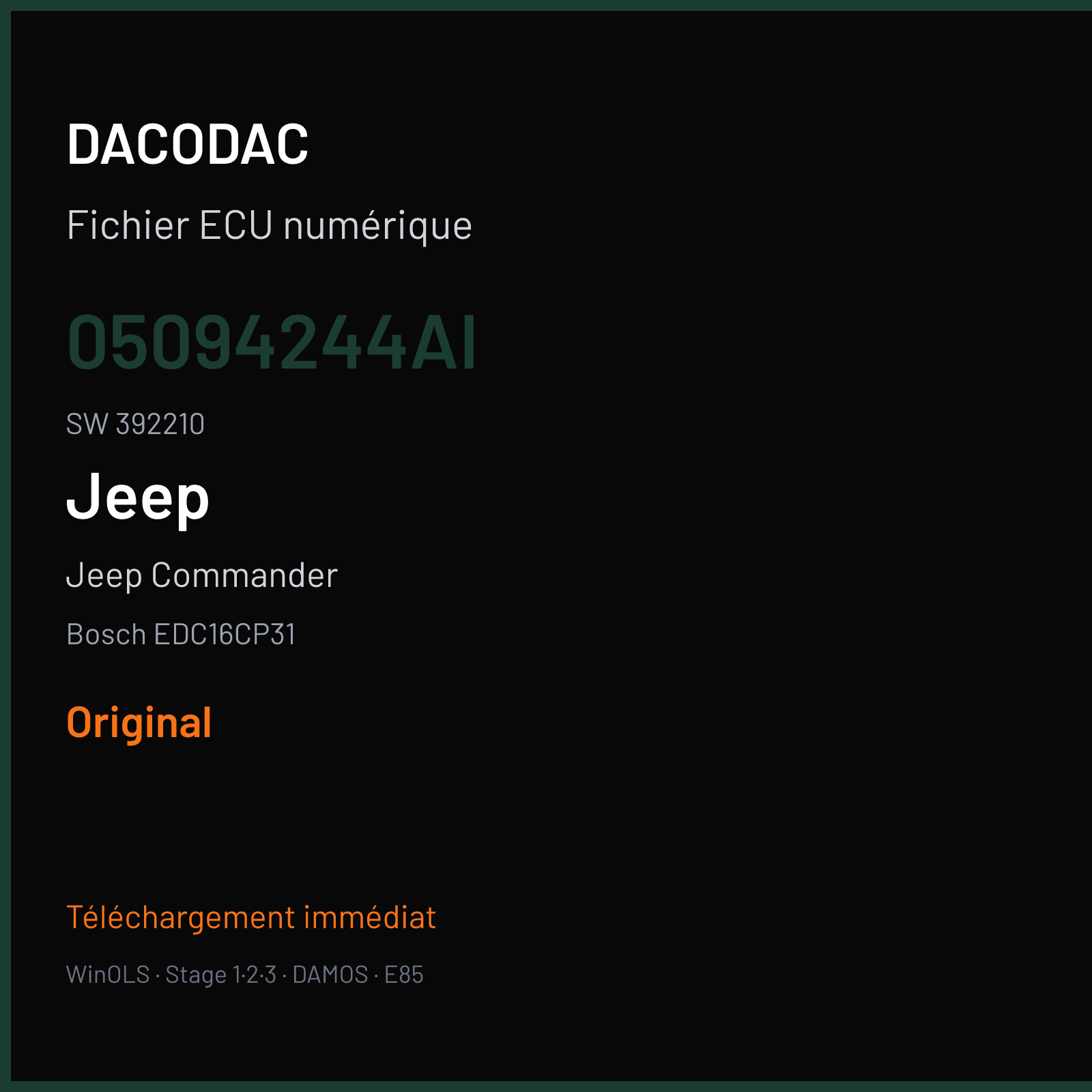 Jeep Commander — Bosch EDC16CP31 — 05094244AI · 392210 — Original