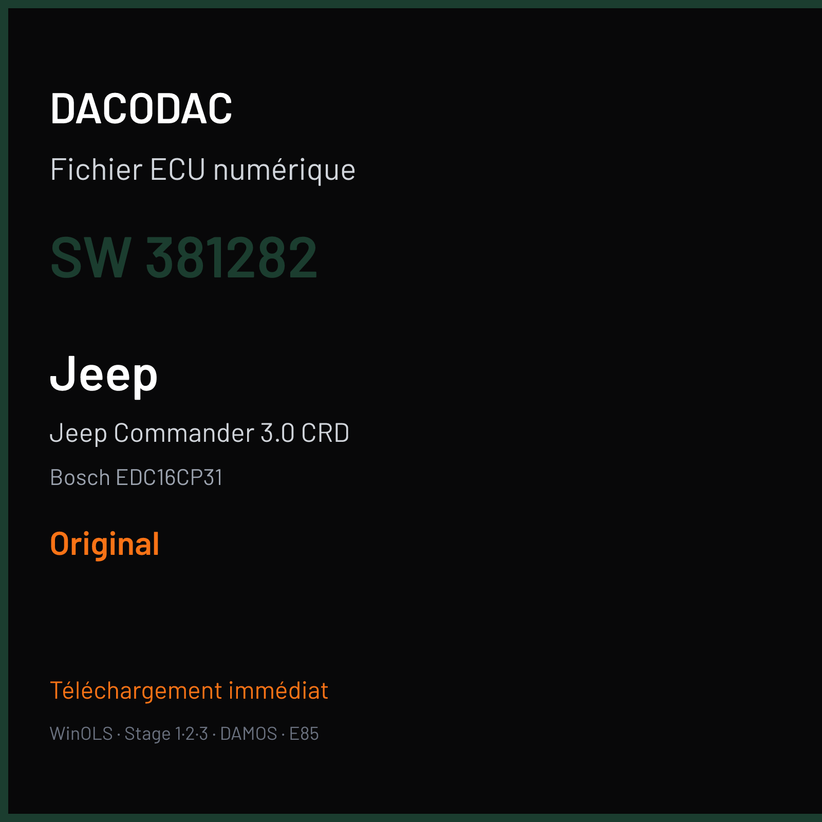 Jeep Commander 3.0 CRD (2007) — Bosch EDC16CP31 — 381282 — Original