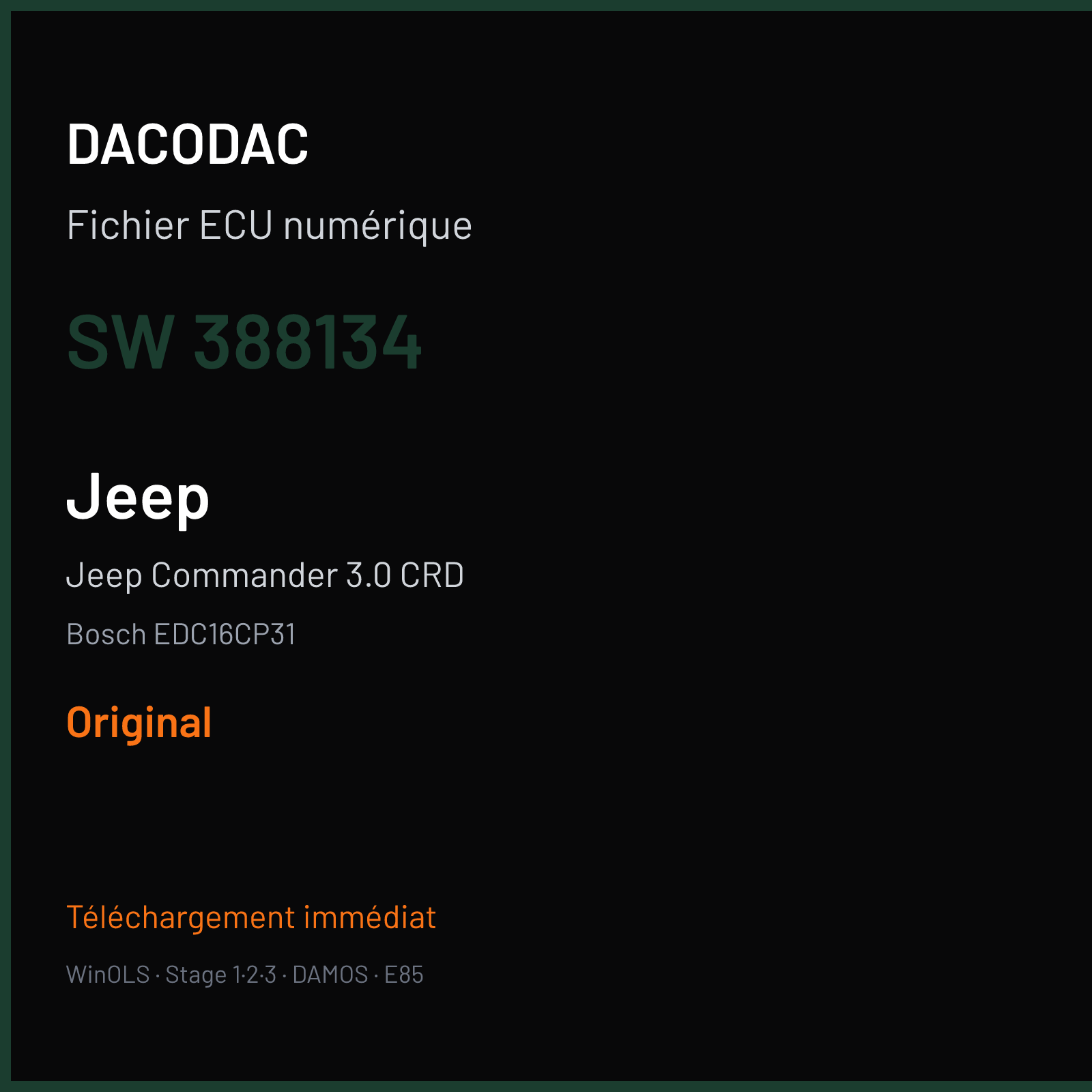 Jeep Commander 3.0 CRD (2006) — Bosch EDC16CP31 — 388134 — Original