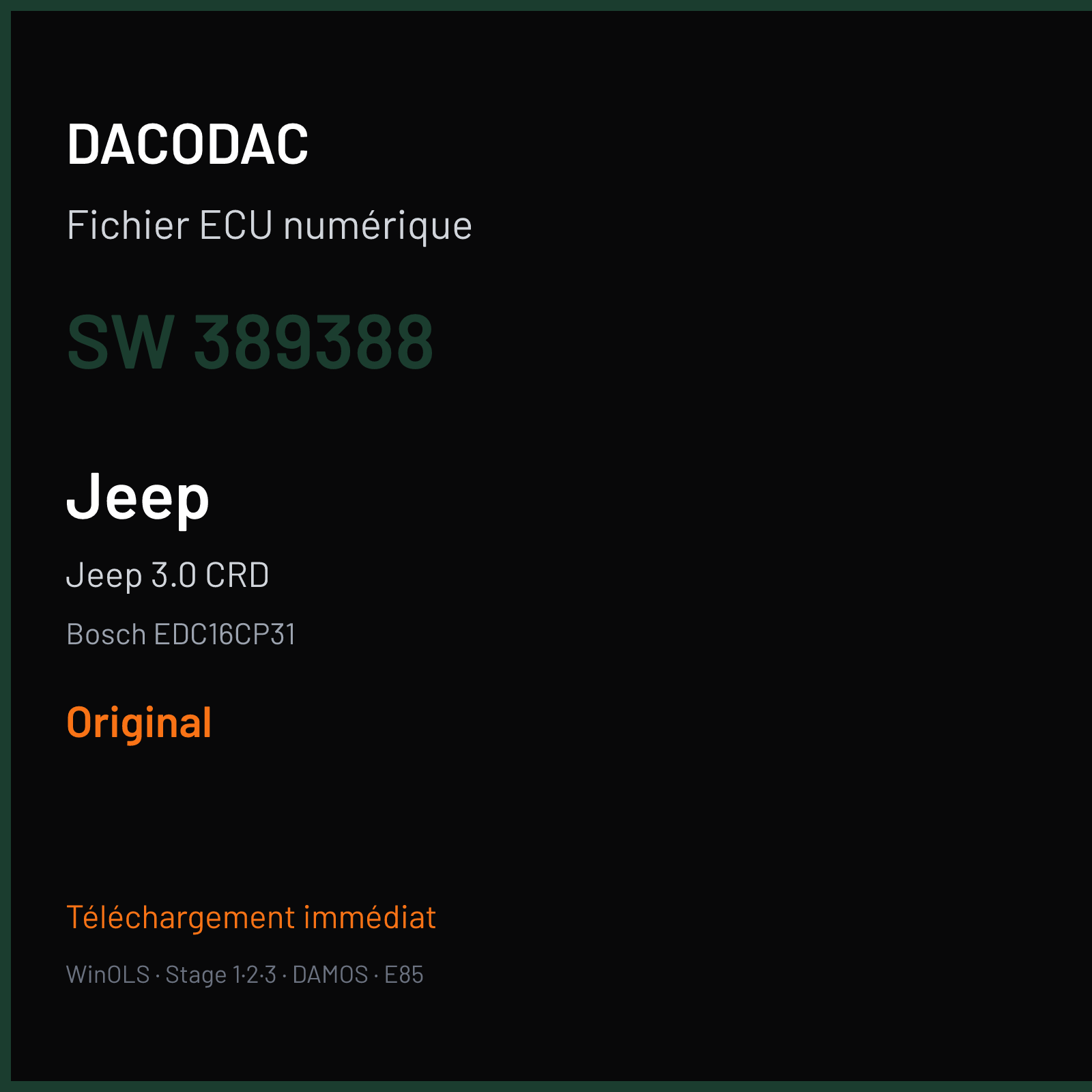 Jeep 3.0 CRD (2007) — Bosch EDC16CP31 — 389388 — Original