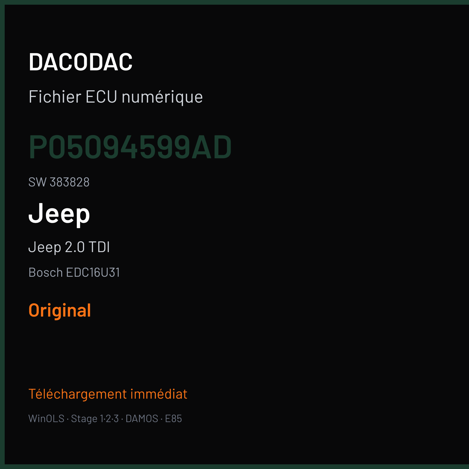 Jeep 2.0 TDI — Bosch EDC16U31 — P05094599AD · 383828 — Original