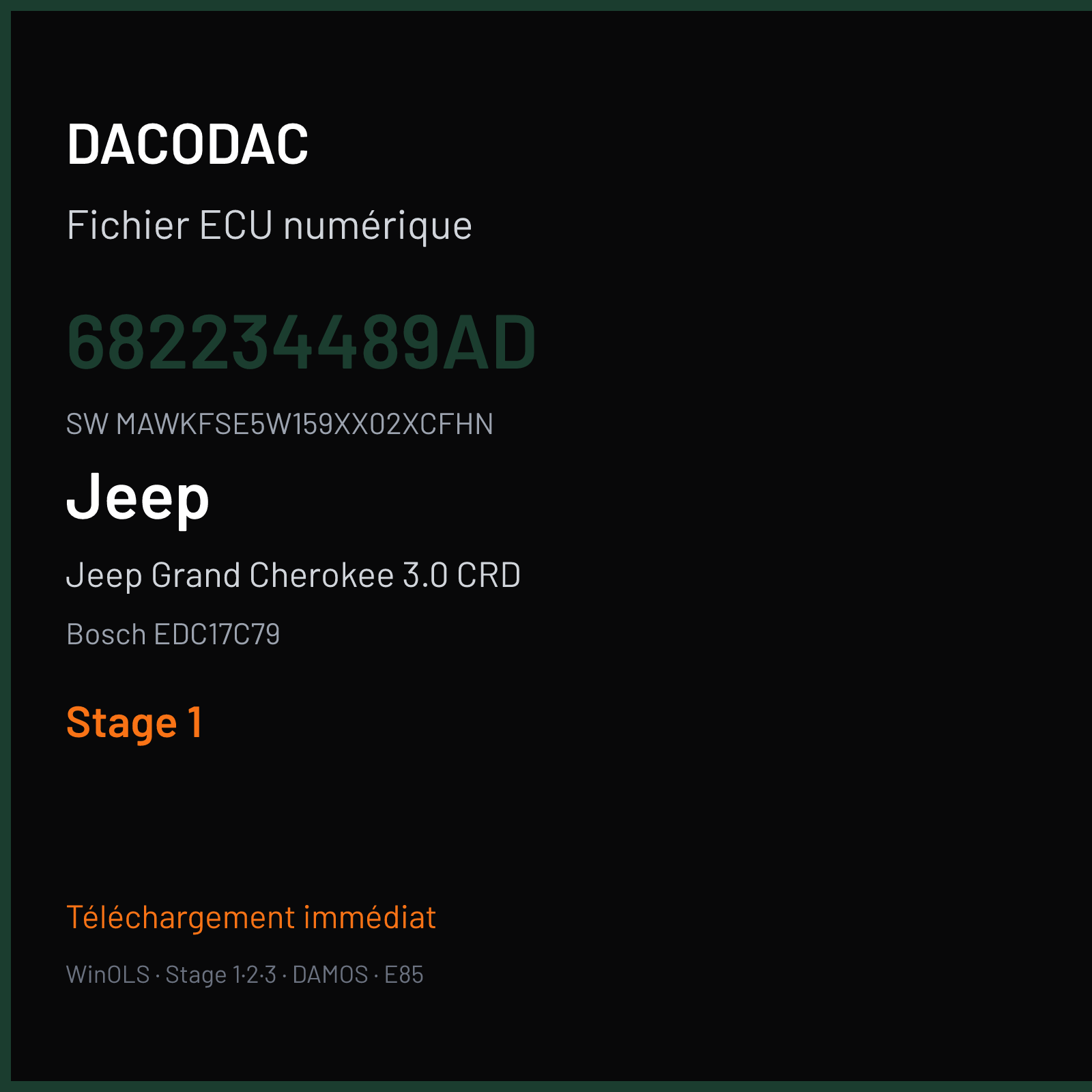 Jeep Grand Cherokee 3.0 CRD 250 ch (2014) — Bosch EDC17C79 — 682234489AD · MAWKFSE5W159XX02XCFHN · 546102 — Stage 1