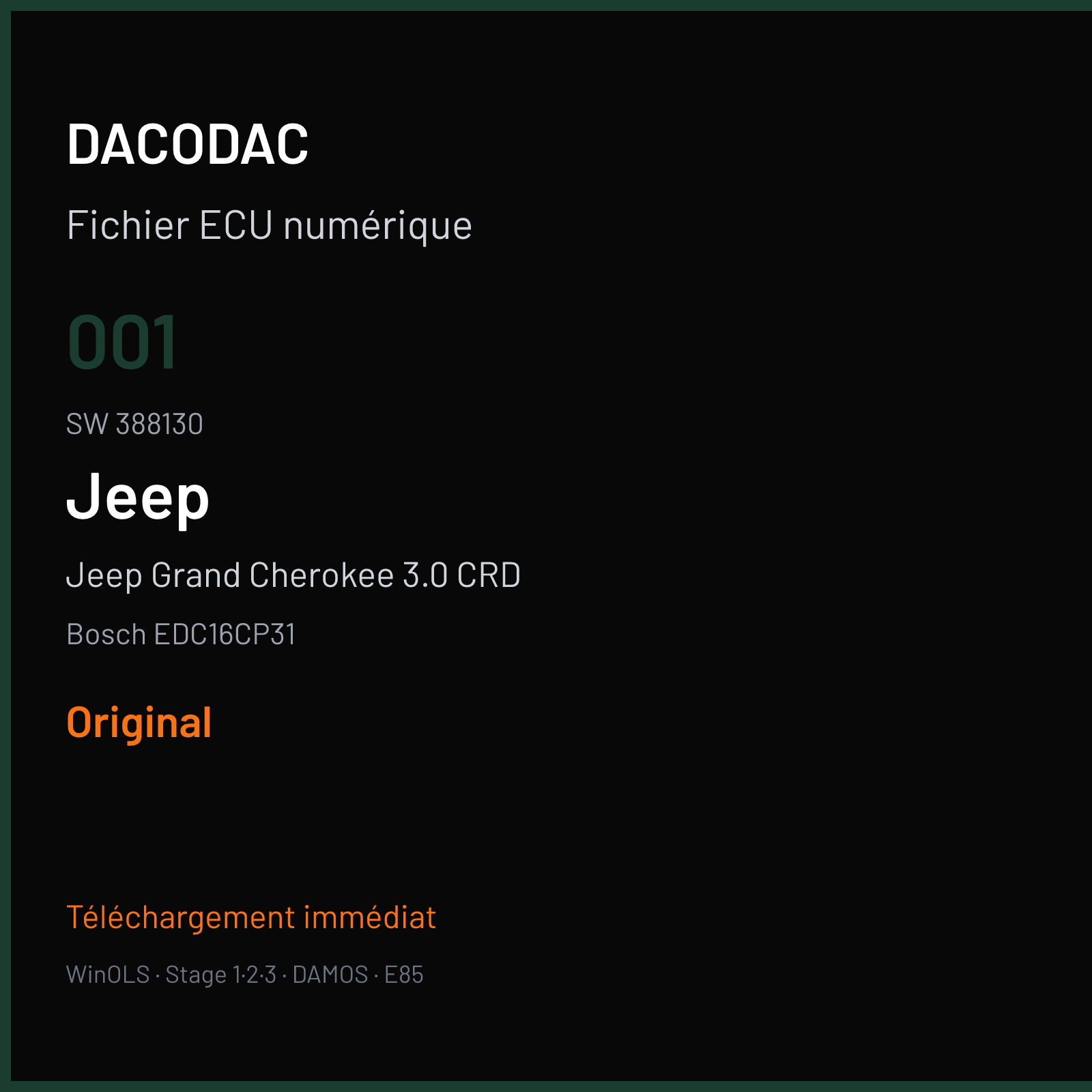 Jeep Grand Cherokee 3.0 CRD (2007) — Bosch EDC16CP31 — 001 · 388130 — Original