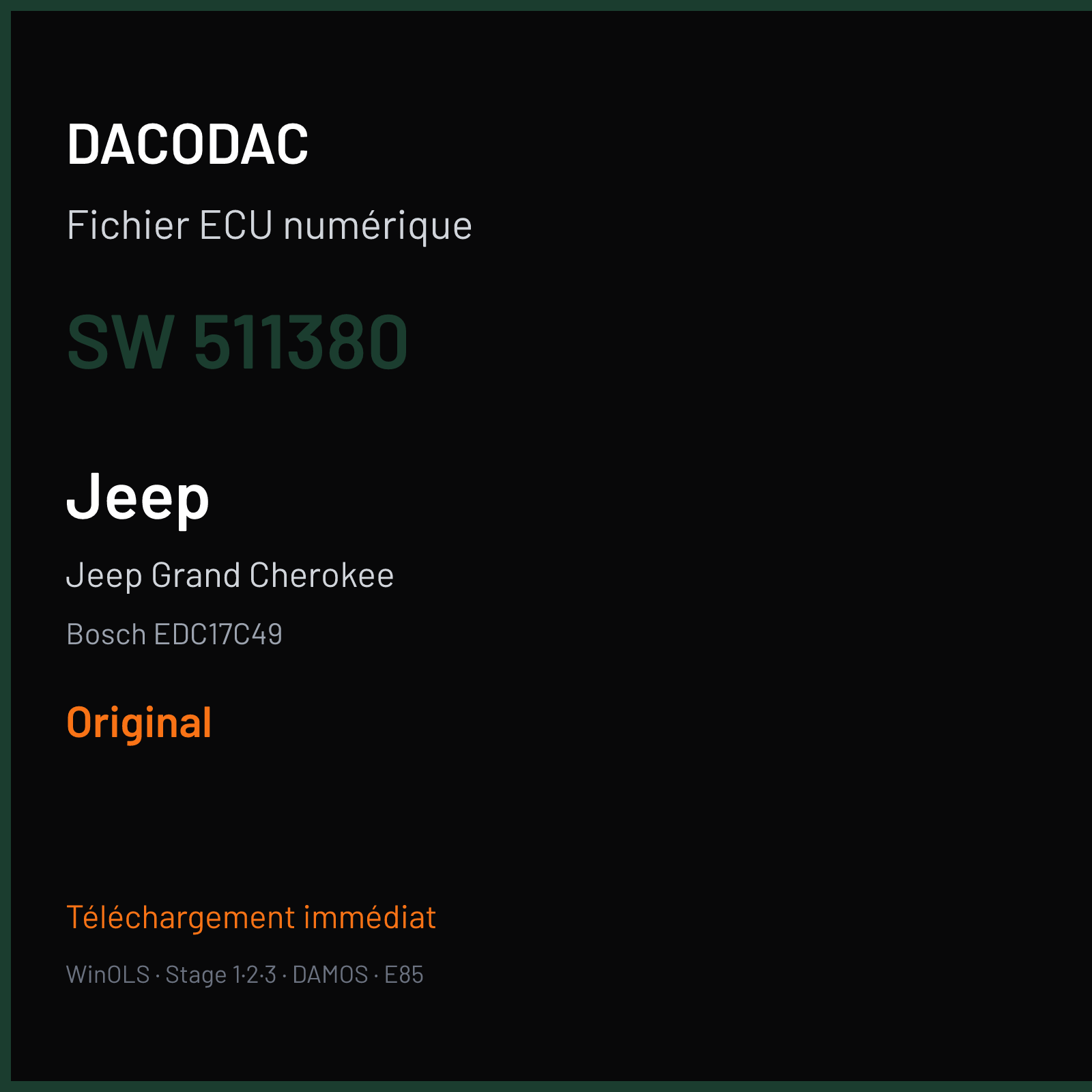 Jeep Grand Cherokee (2012) — Bosch EDC17C49 — 511380 — Original