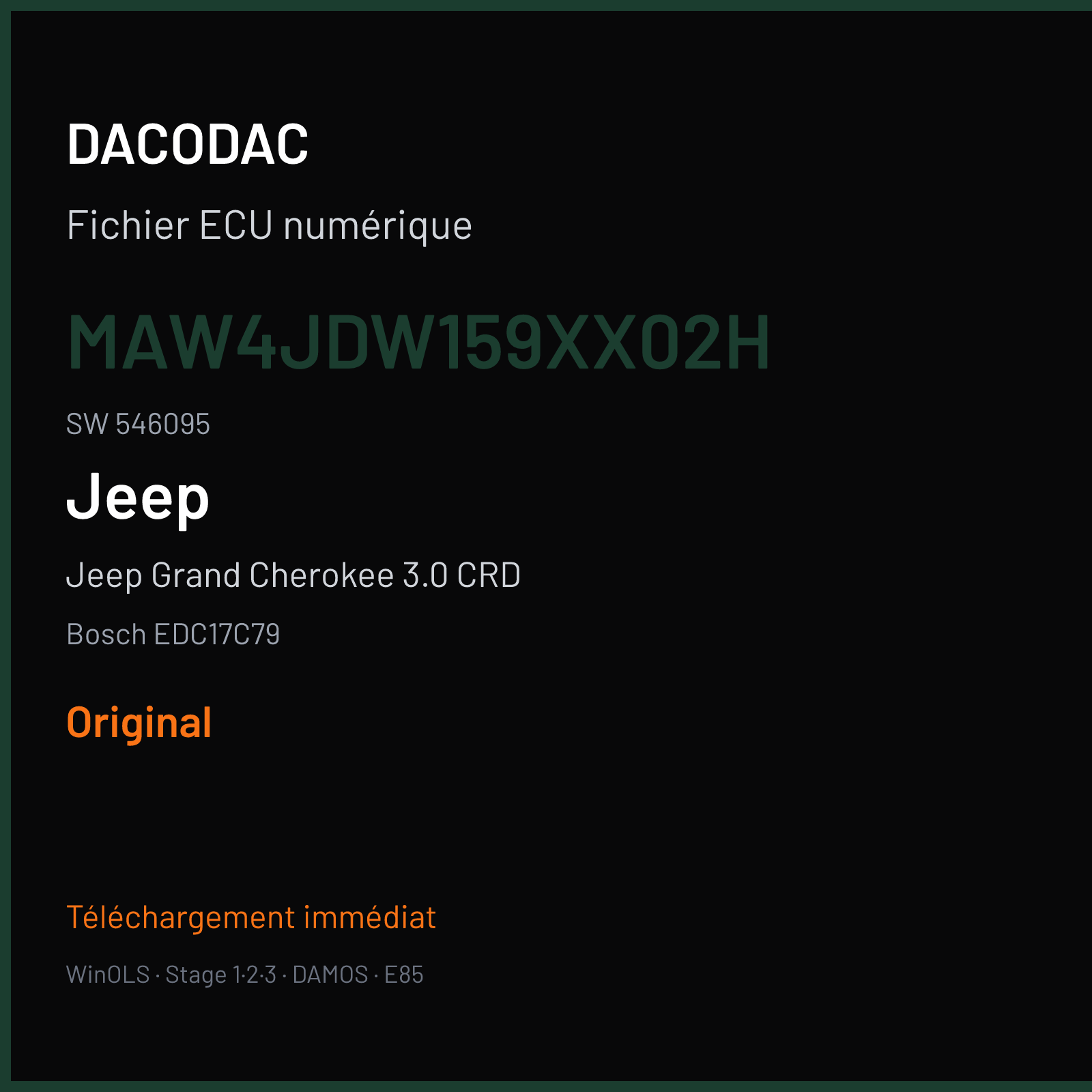 Jeep Grand Cherokee 3.0 CRD (2014) — Bosch EDC17C79 — MAW4JDW159XX02H · 546095 — Original