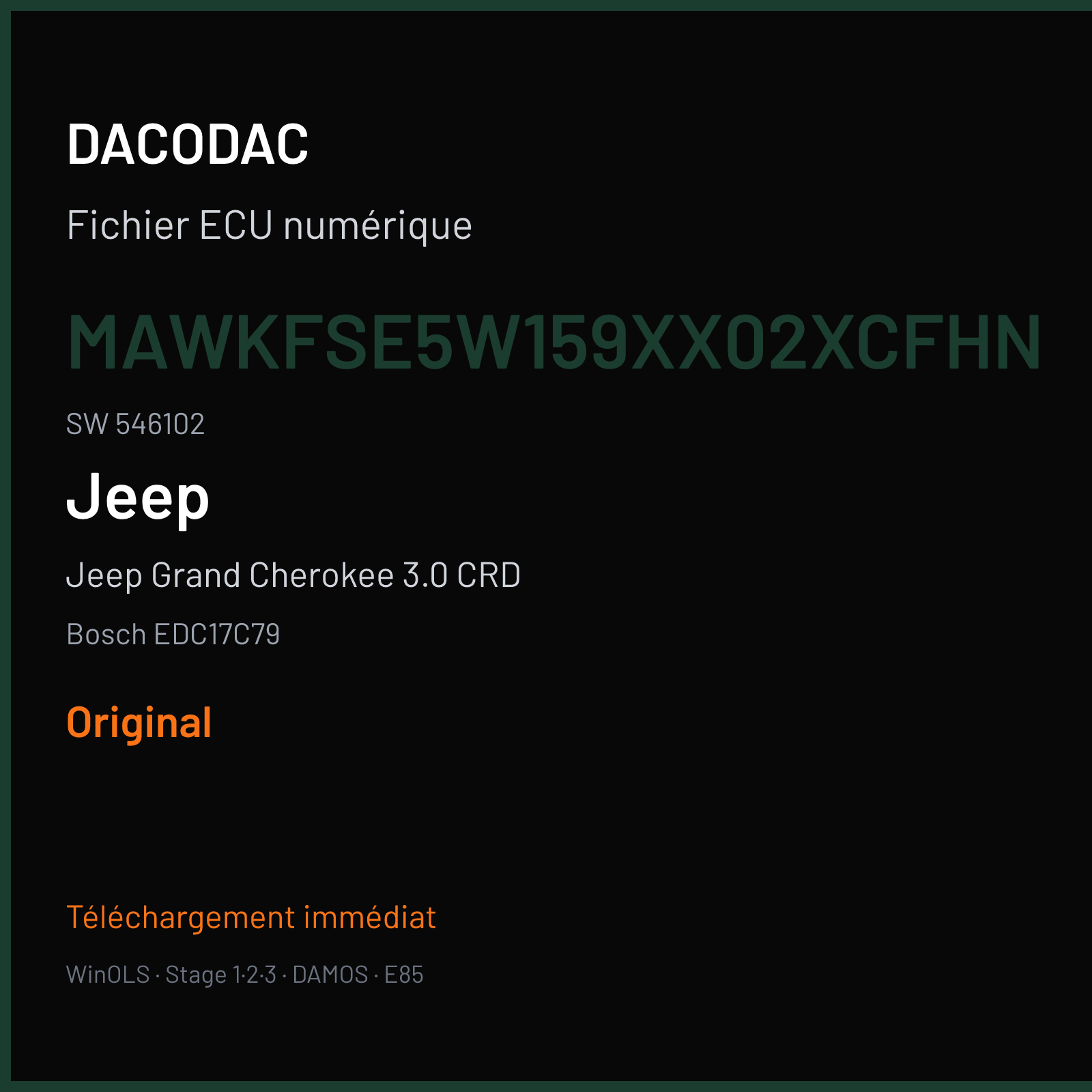 Jeep Grand Cherokee 3.0 CRD (2014) — Bosch EDC17C79 — MAWKFSE5W159XX02XCFHN · 546102 — Original
