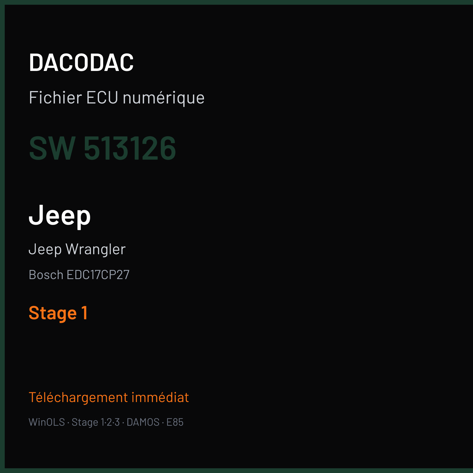 Jeep Wrangler (2011) — Bosch EDC17CP27 — 513126 — Stage 1