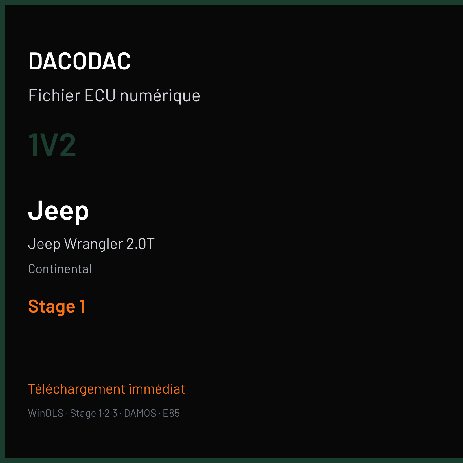 Jeep Wrangler 2.0T (2018) — Continental — 1V2 — Stage 1