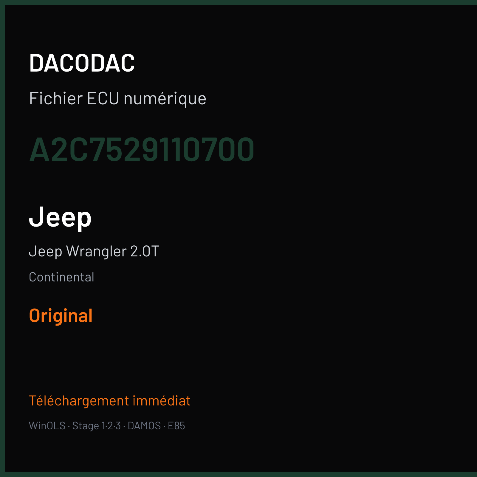 Jeep Wrangler 2.0T (2018) — Continental — A2C7529110700 — Original