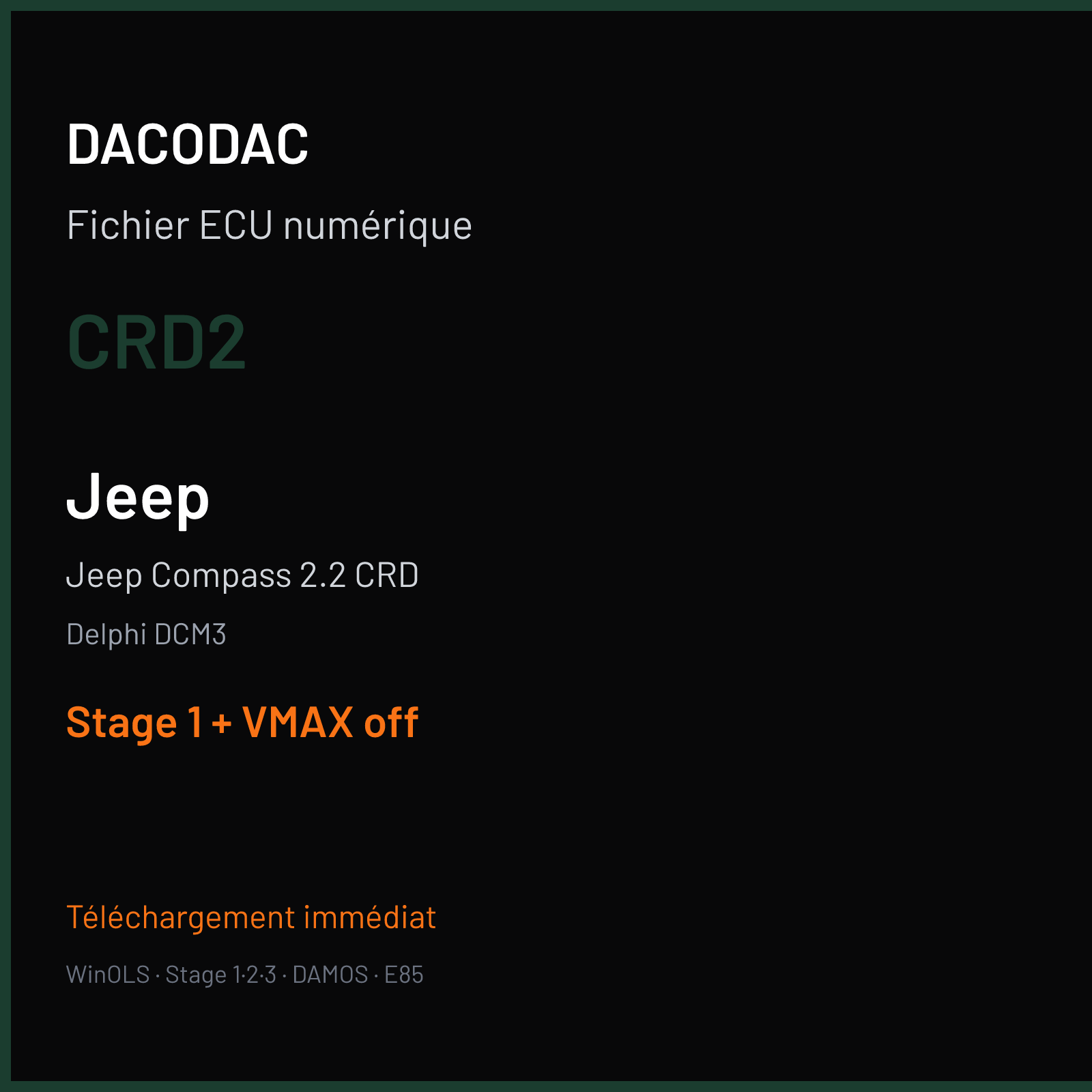 Jeep Compass 2.2 CRD (2012) — Delphi DCM3 — CRD2 — Stage 1 + VMAX off