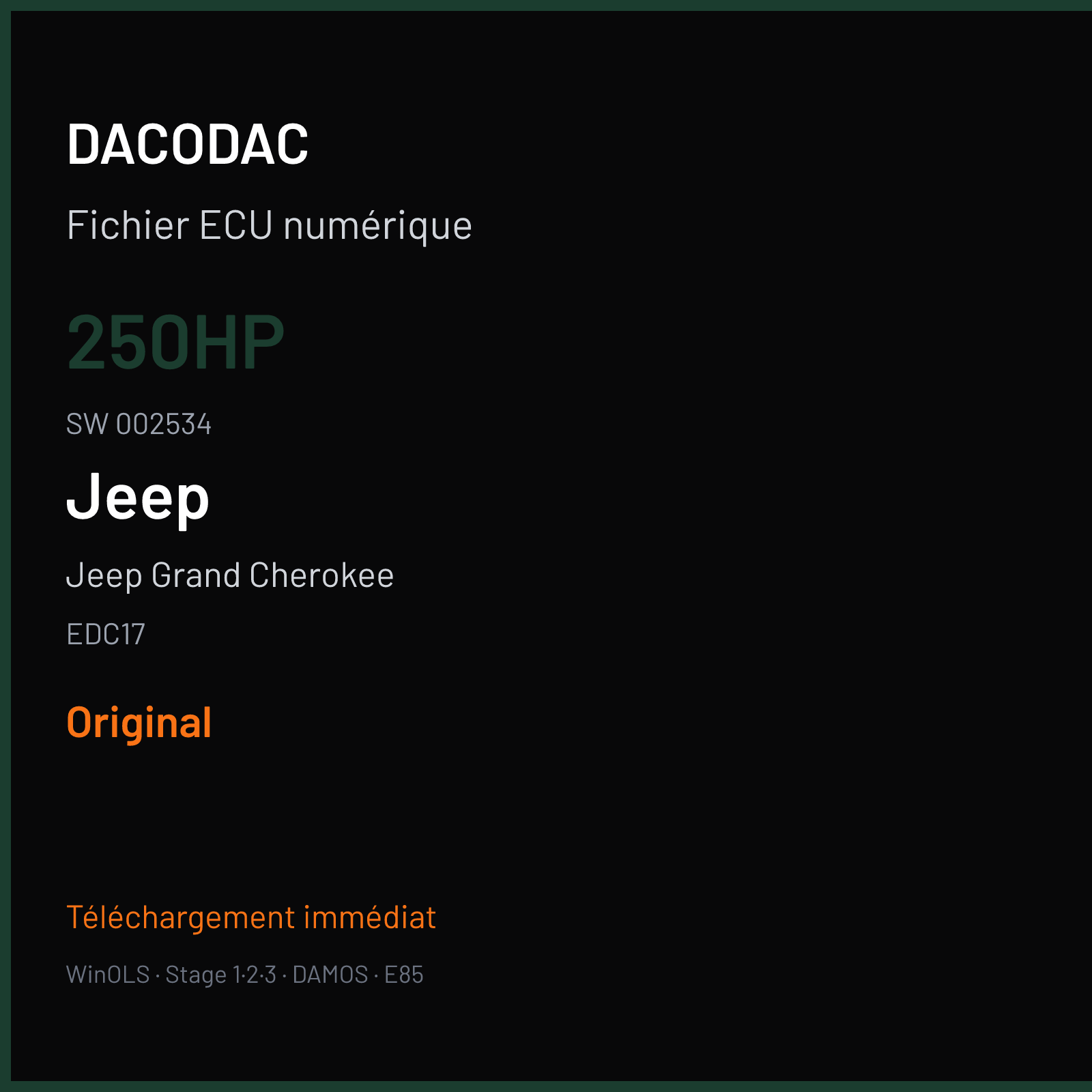 Jeep Grand Cherokee (2016) — EDC17 — 250HP · 002534 — Original