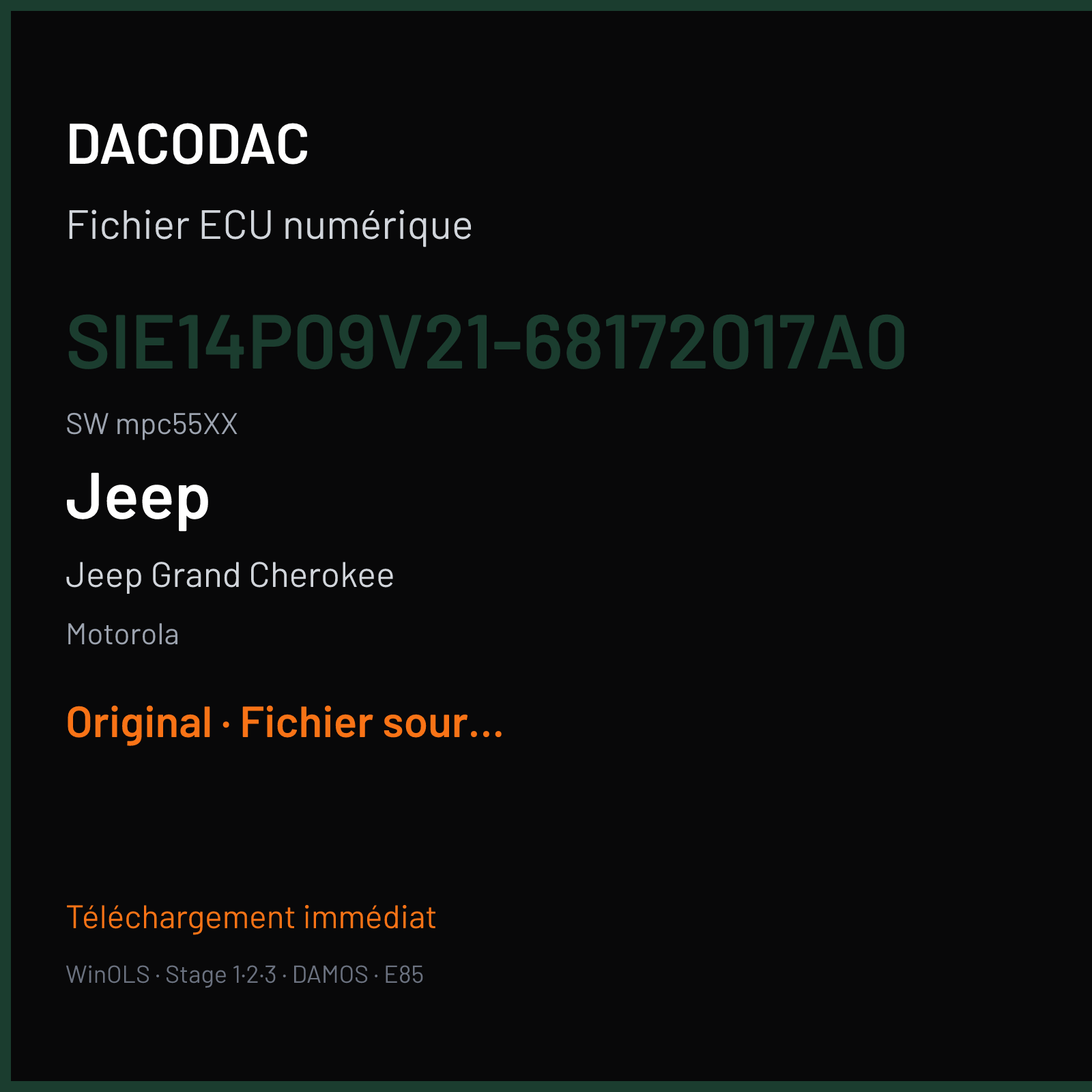 Jeep Grand Cherokee (2013) — Motorola — SIE14P09V21-68172017A0 · mpc55XX — Original