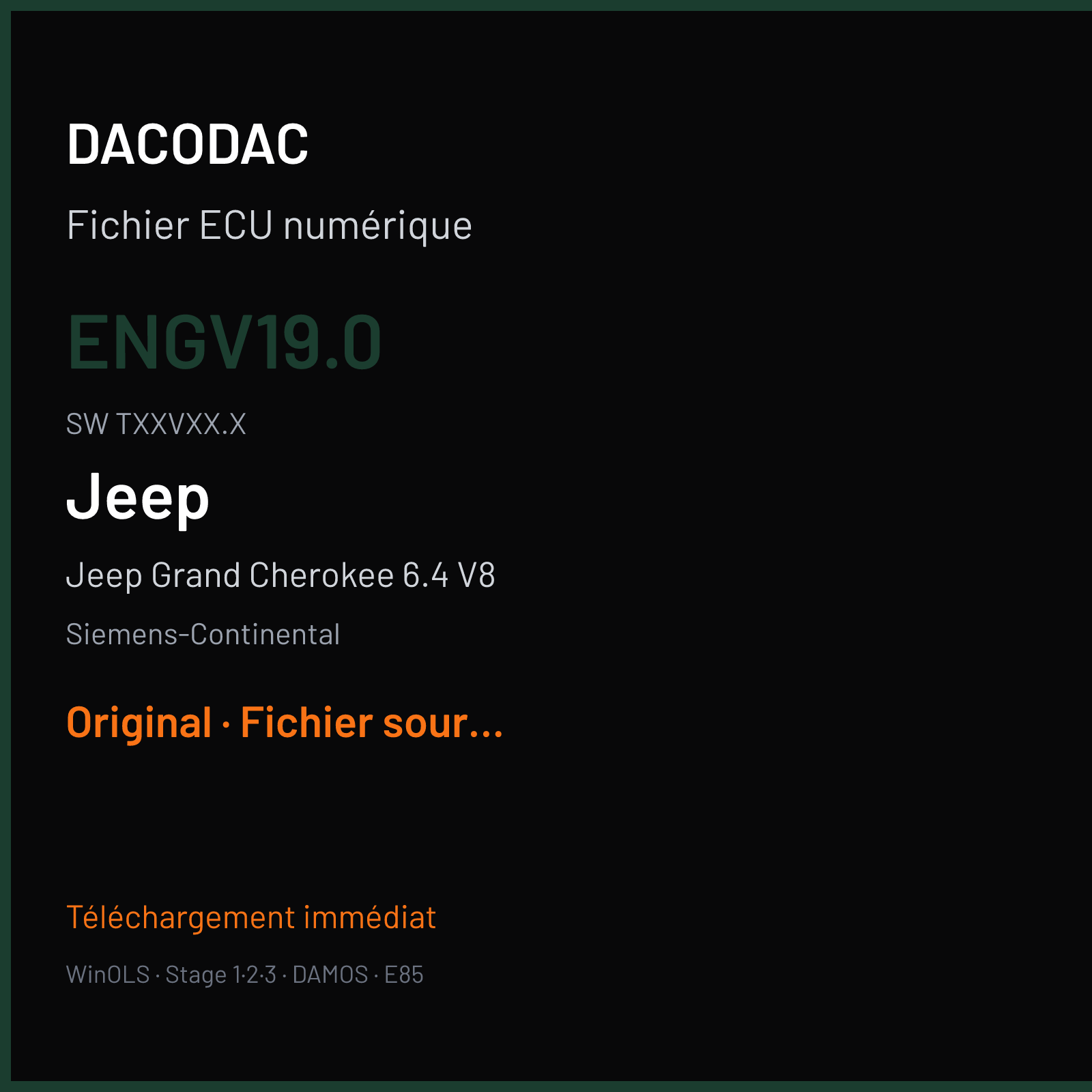 Jeep Grand Cherokee 6.4 V8 (2014) — Siemens-Continental — ENGV19.0 · TXXVXX.X — Original