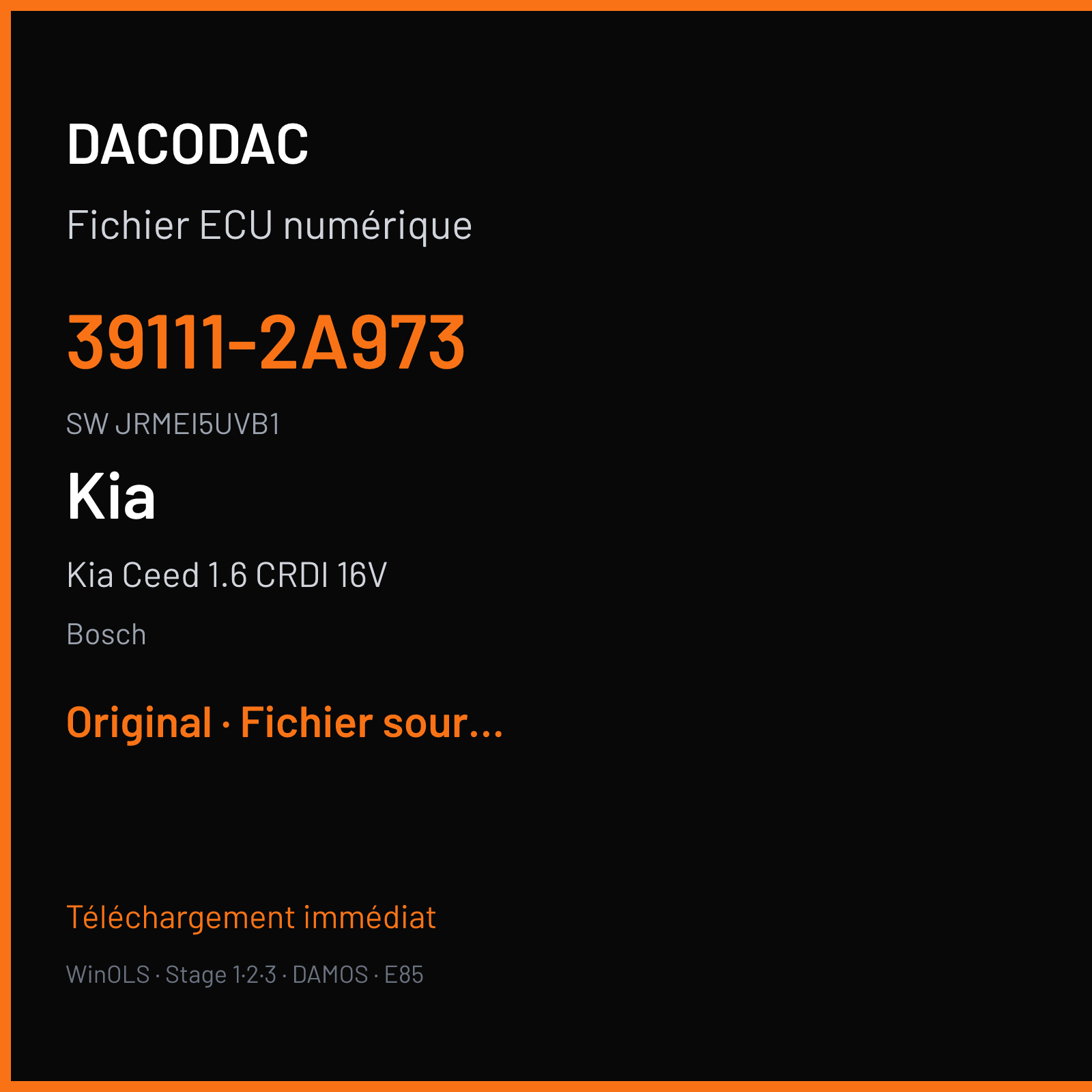 Kia Ceed 1.6 CRDI 16V (2012) — Bosch — 39111-2A973 · JRMEI5UVB1 · 527183 — Original