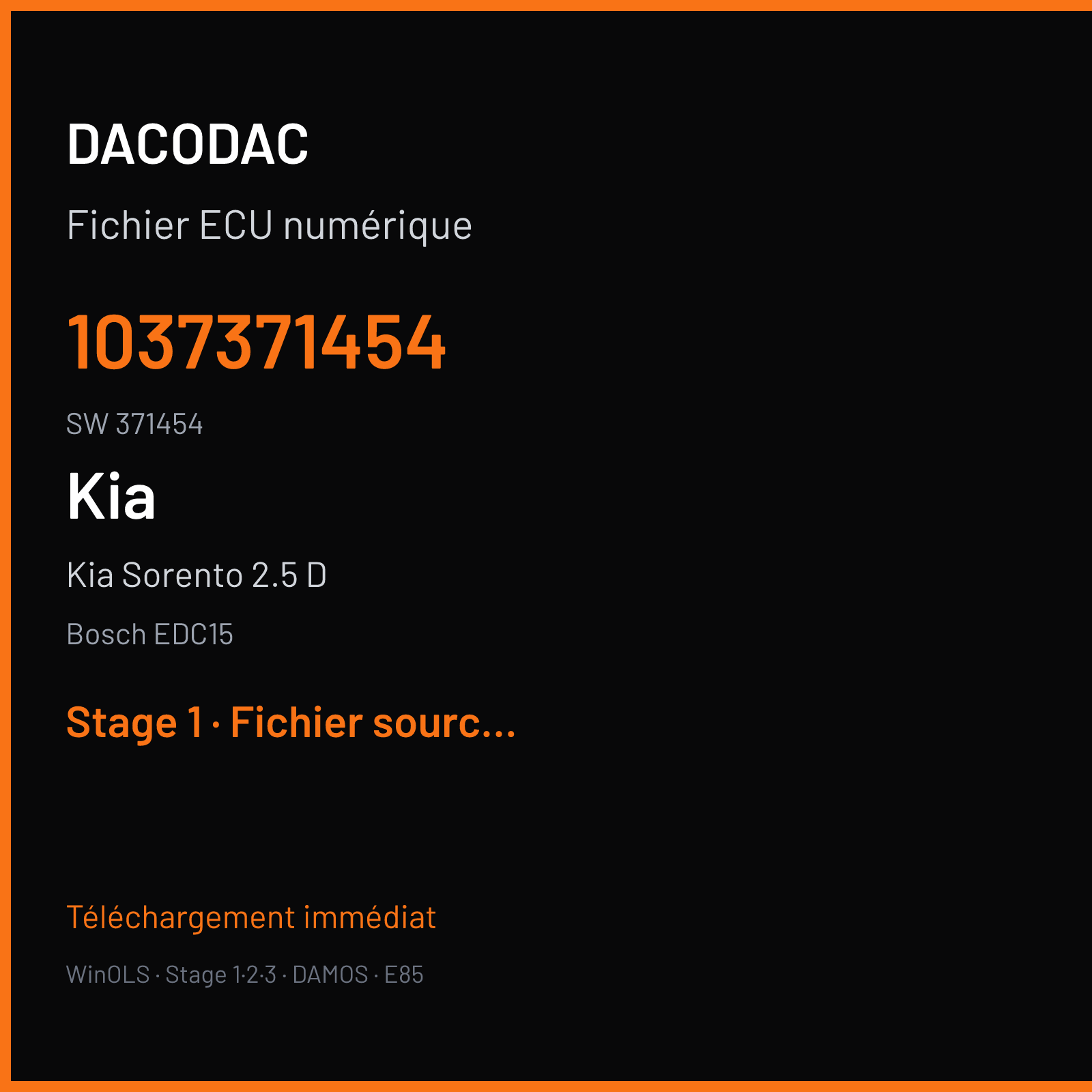 Kia Sorento 2.5 D (2005) — Bosch EDC15 — 1037371454 · 371454 — Stage 1