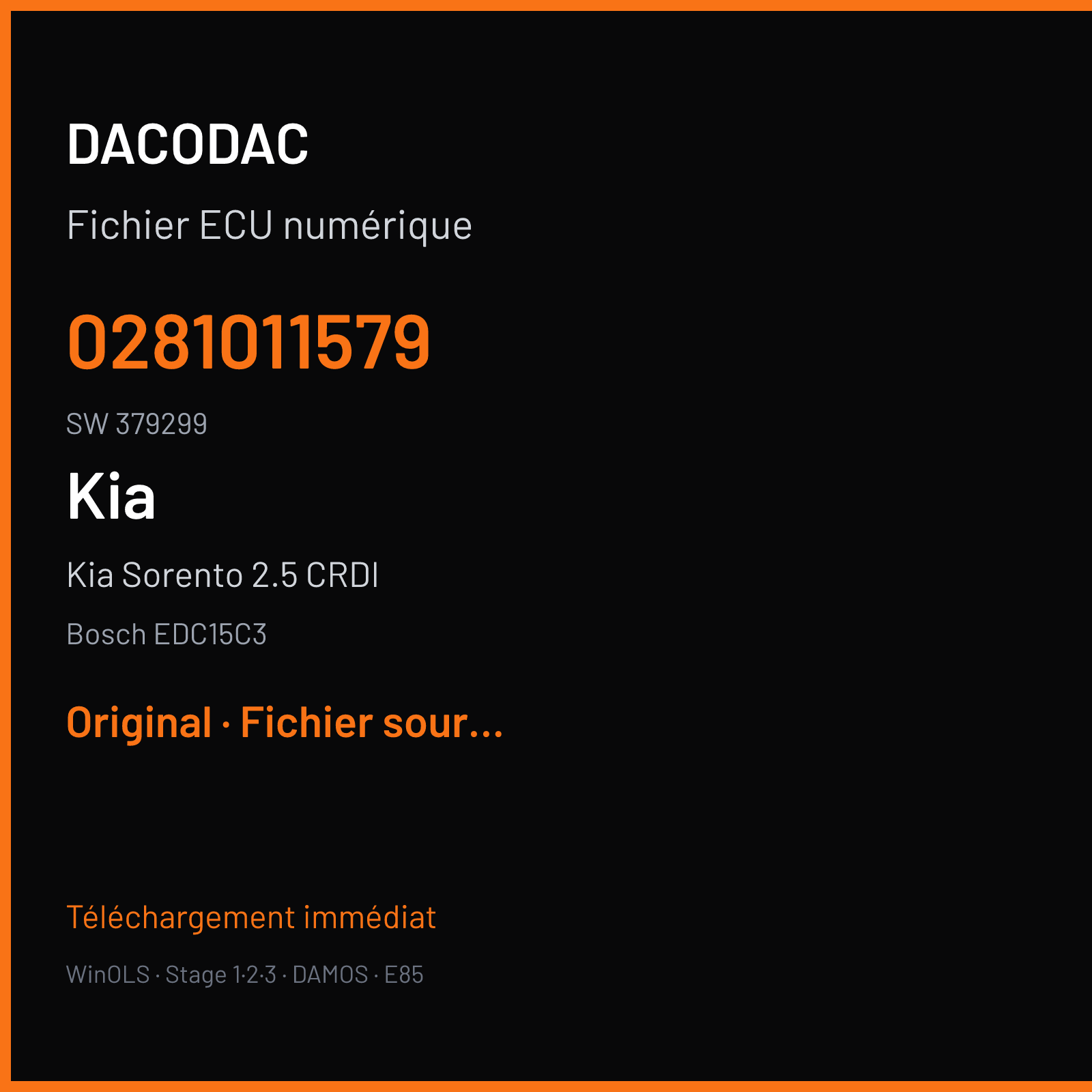 Kia Sorento 2.5 CRDI (2006) — Bosch EDC15C3 — 0281011579 · 379299 — Original