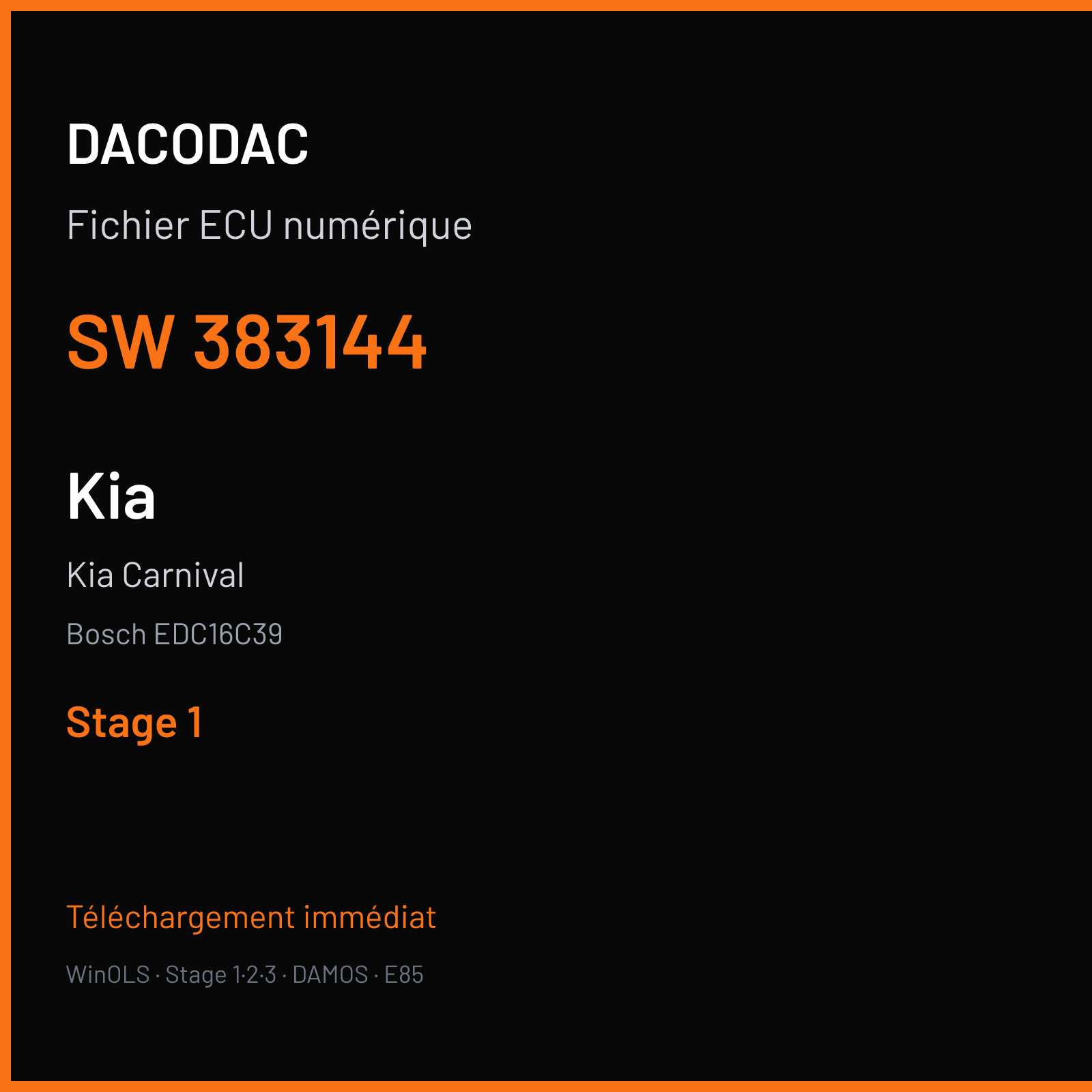 Kia Carnival (2002) — Bosch EDC16C39 — 383144 — Stage 1