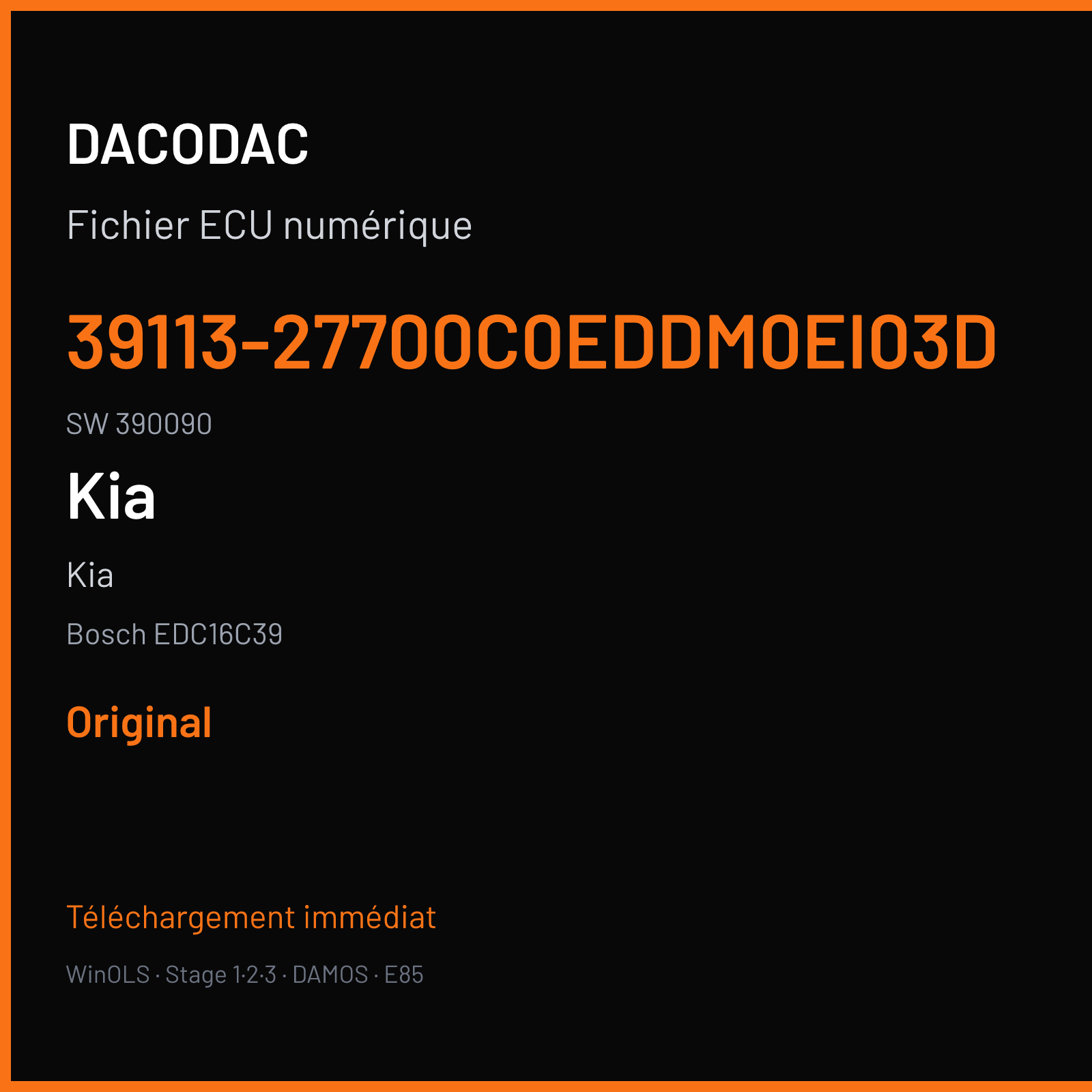 Kia (2008) — Bosch EDC16C39 — 39113-27700C0EDDM0EI03D · 390090 — Original